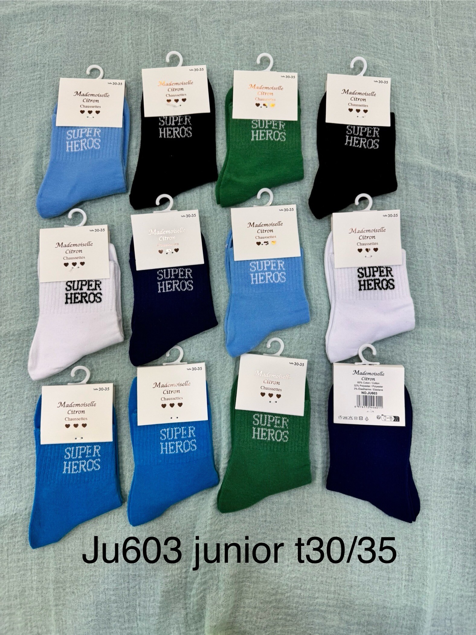 Wholesaler MADEMOISELLE CITRON - junior message socks t30/35