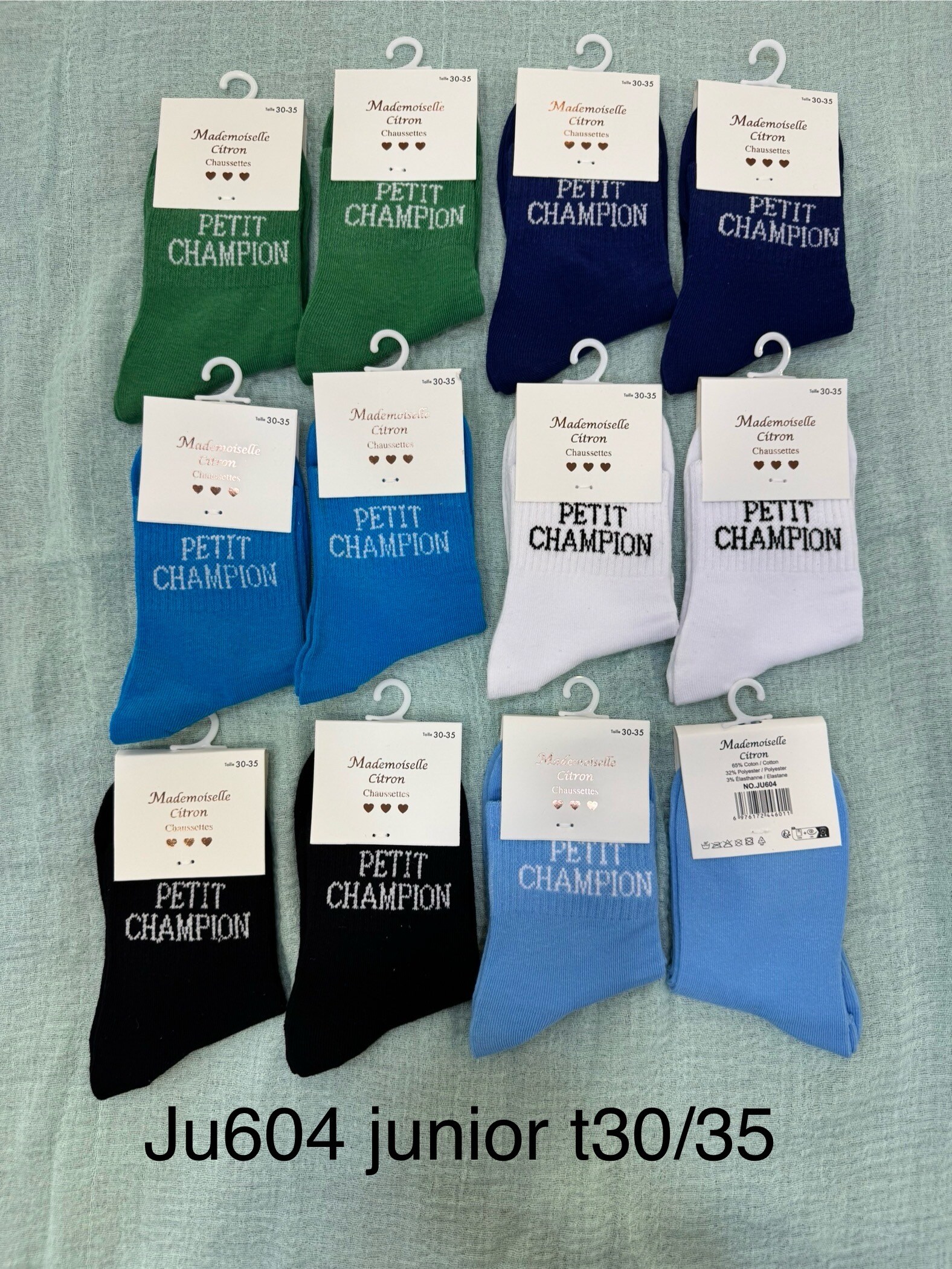 Wholesaler MADEMOISELLE CITRON - boy's message socks t30/35