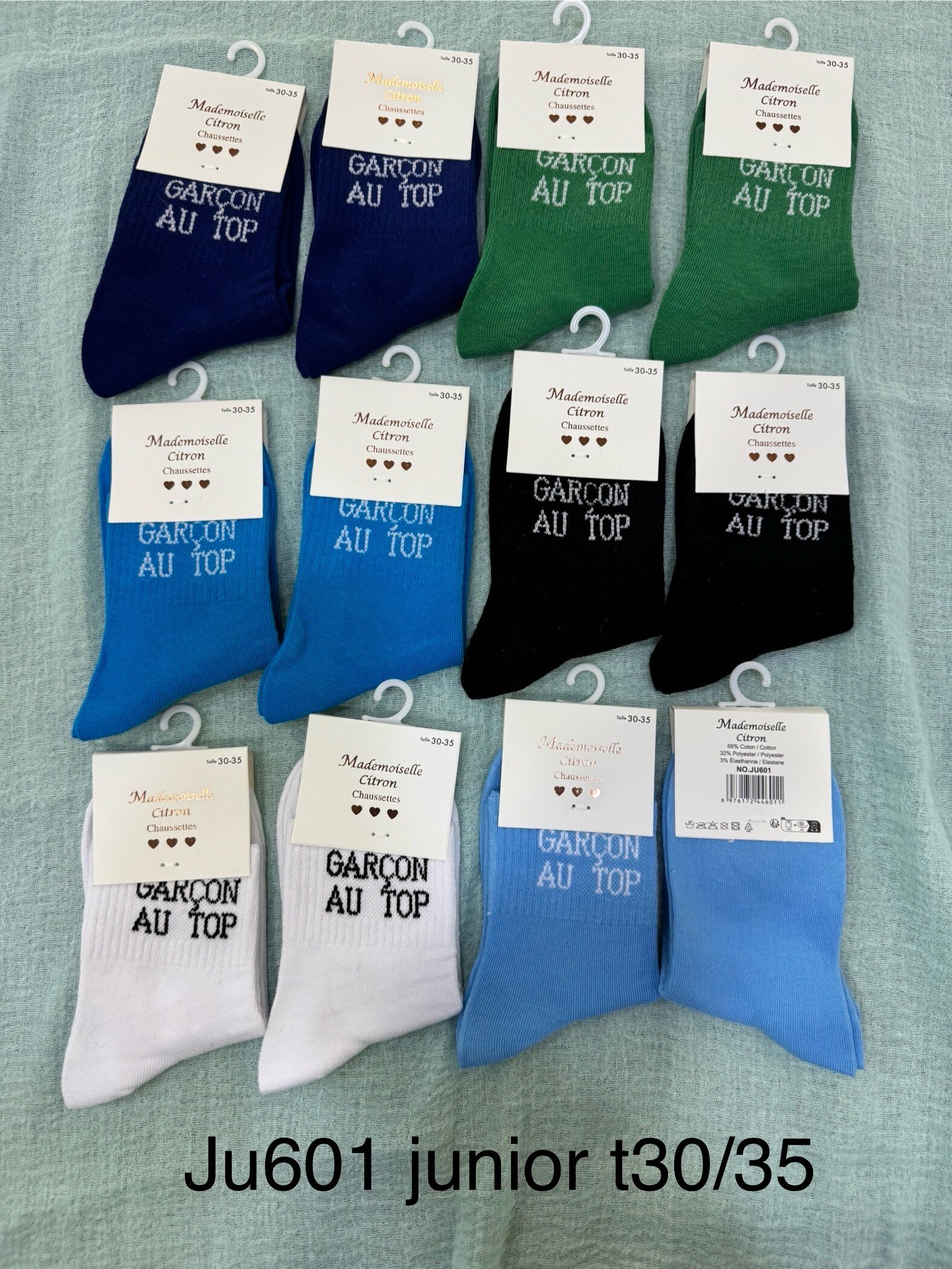 Wholesaler MADEMOISELLE CITRON - boy's message socks t30/35