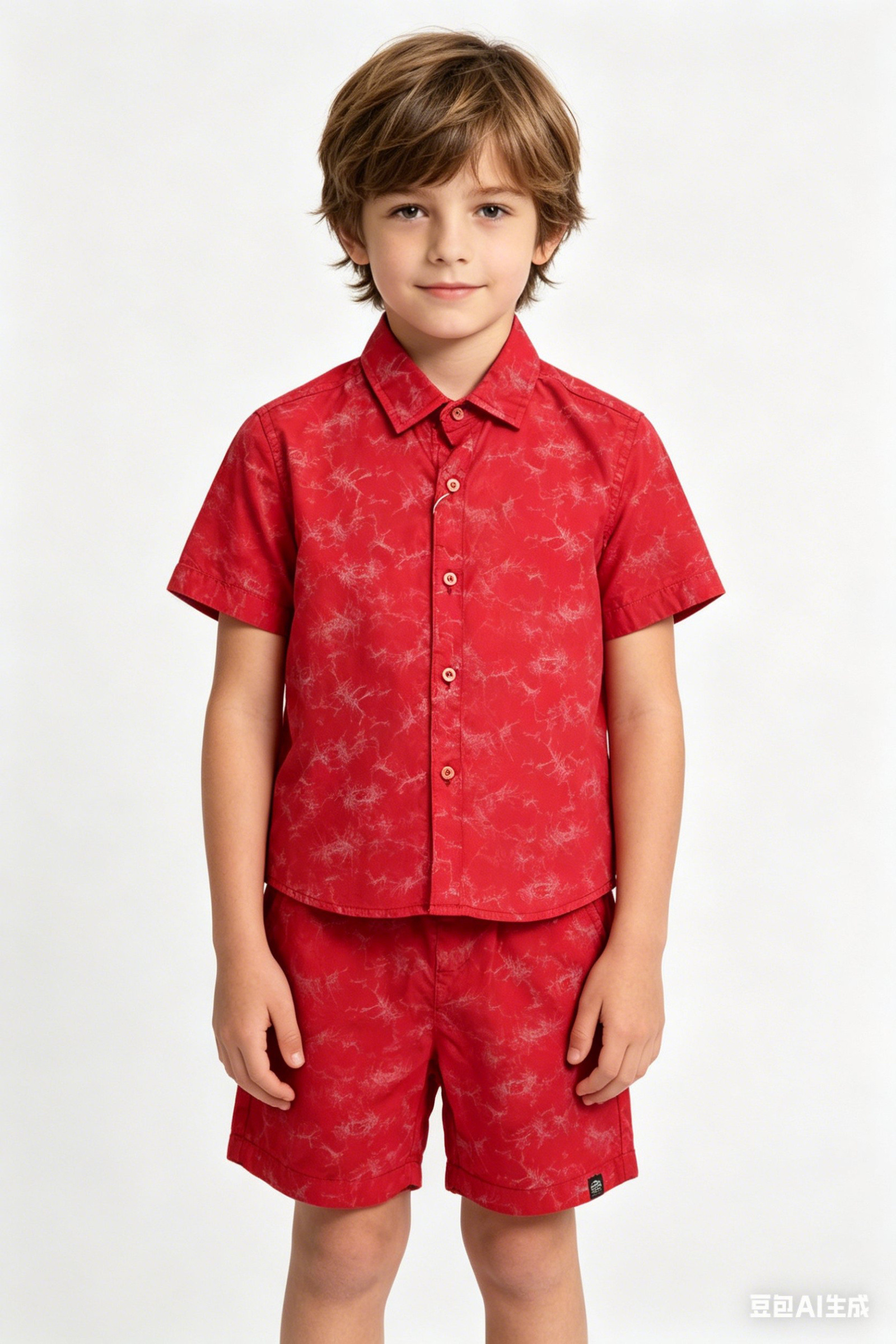 Grossiste Marine Corps - Ensemble chemise et bermuda garçon motif marbré