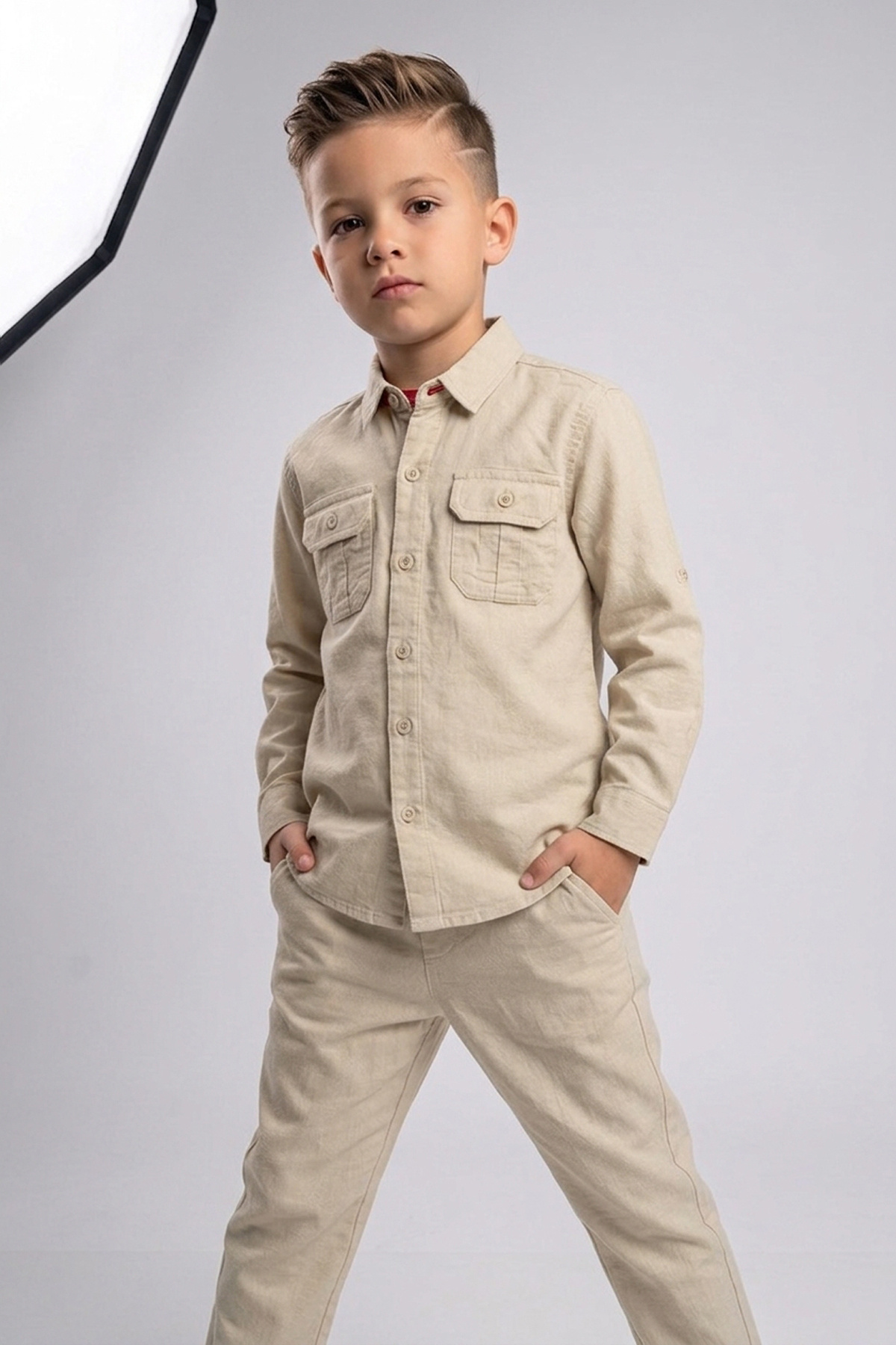 Grossiste Marine Corps - Ensemble garçon chemise manches longues et pantalon