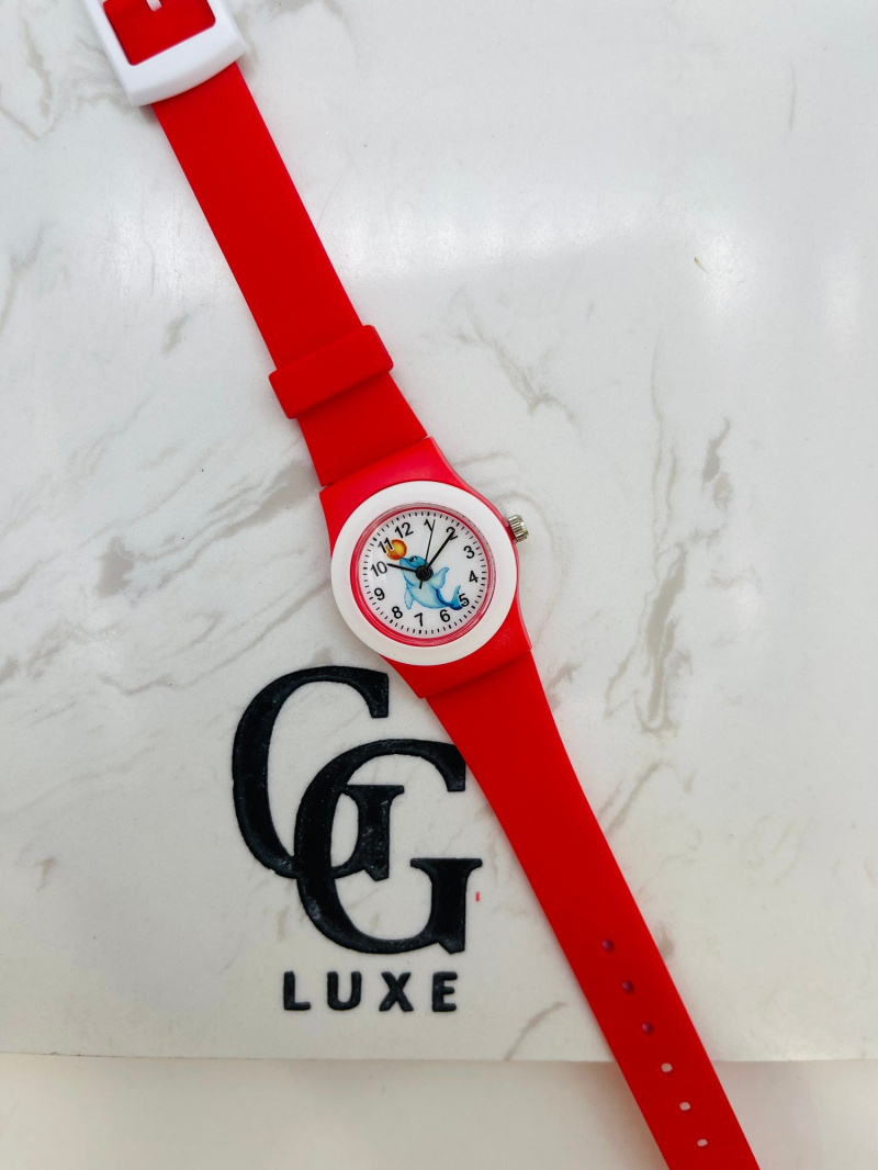 Grossista Michael John Montres - Orologio per bambini con delfini 0512 rosso