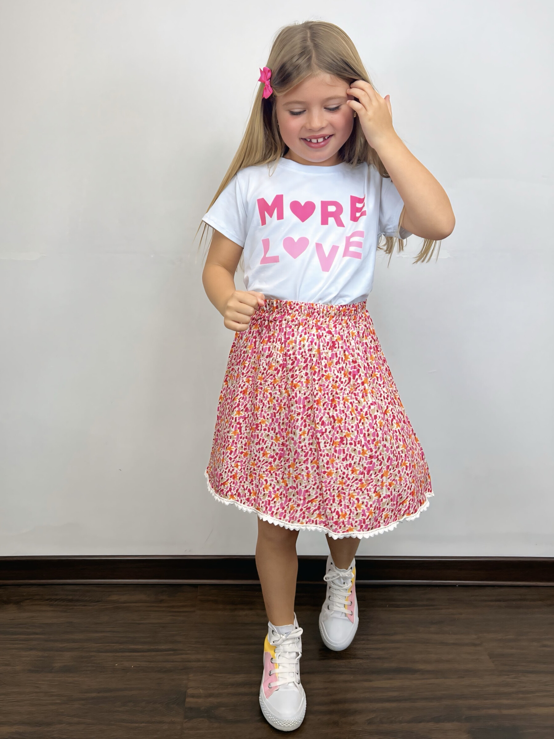 Mayorista Mini Mignon Paris - Conjunto de camiseta de algodón y falda de flores para niña