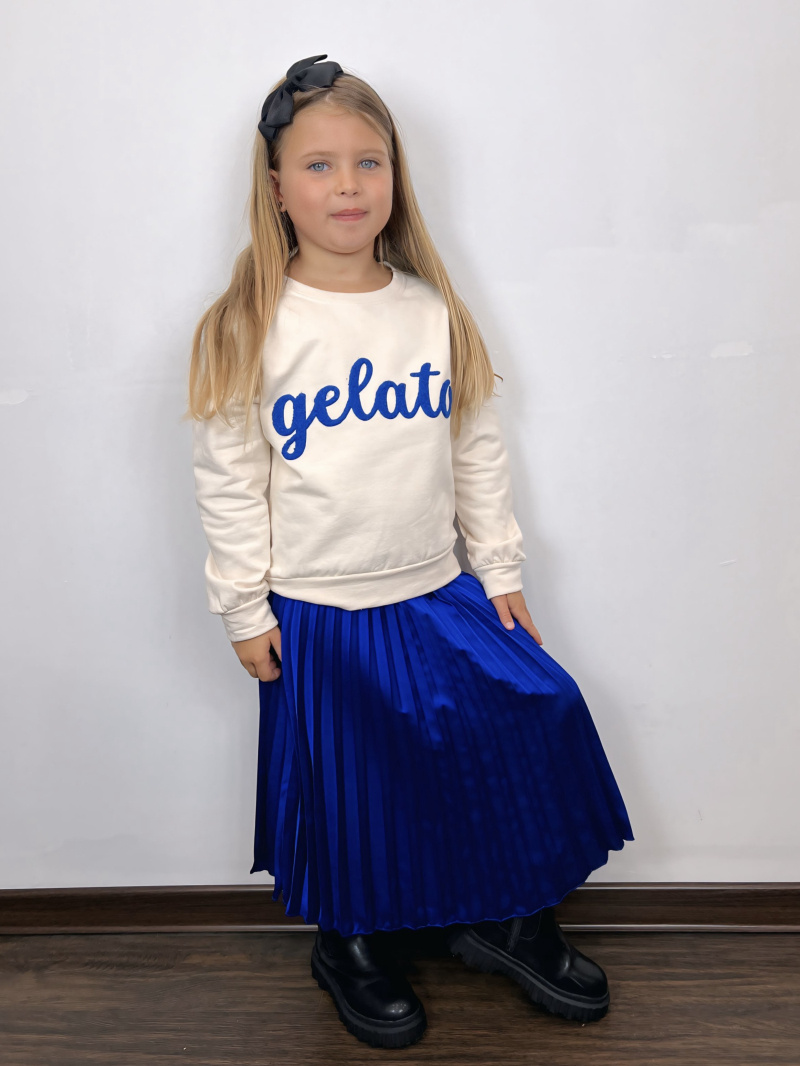 Grossista Mini Mignon Paris - Set felpa in cotone e gonna in raso per bambina