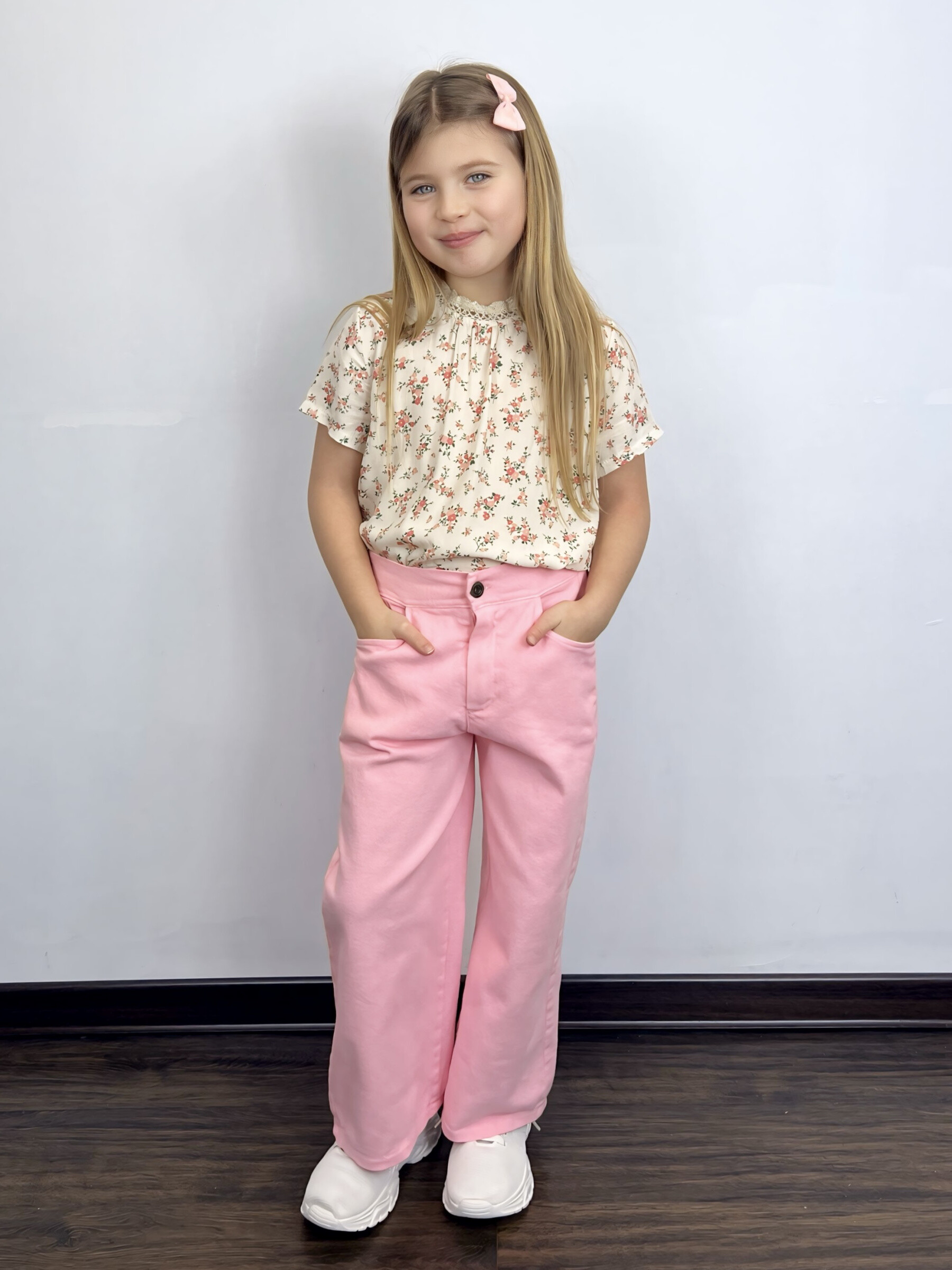 Wholesaler Mini Mignon Paris - Top Fleuri Liberty Top and Large Cotton Pants For Girl