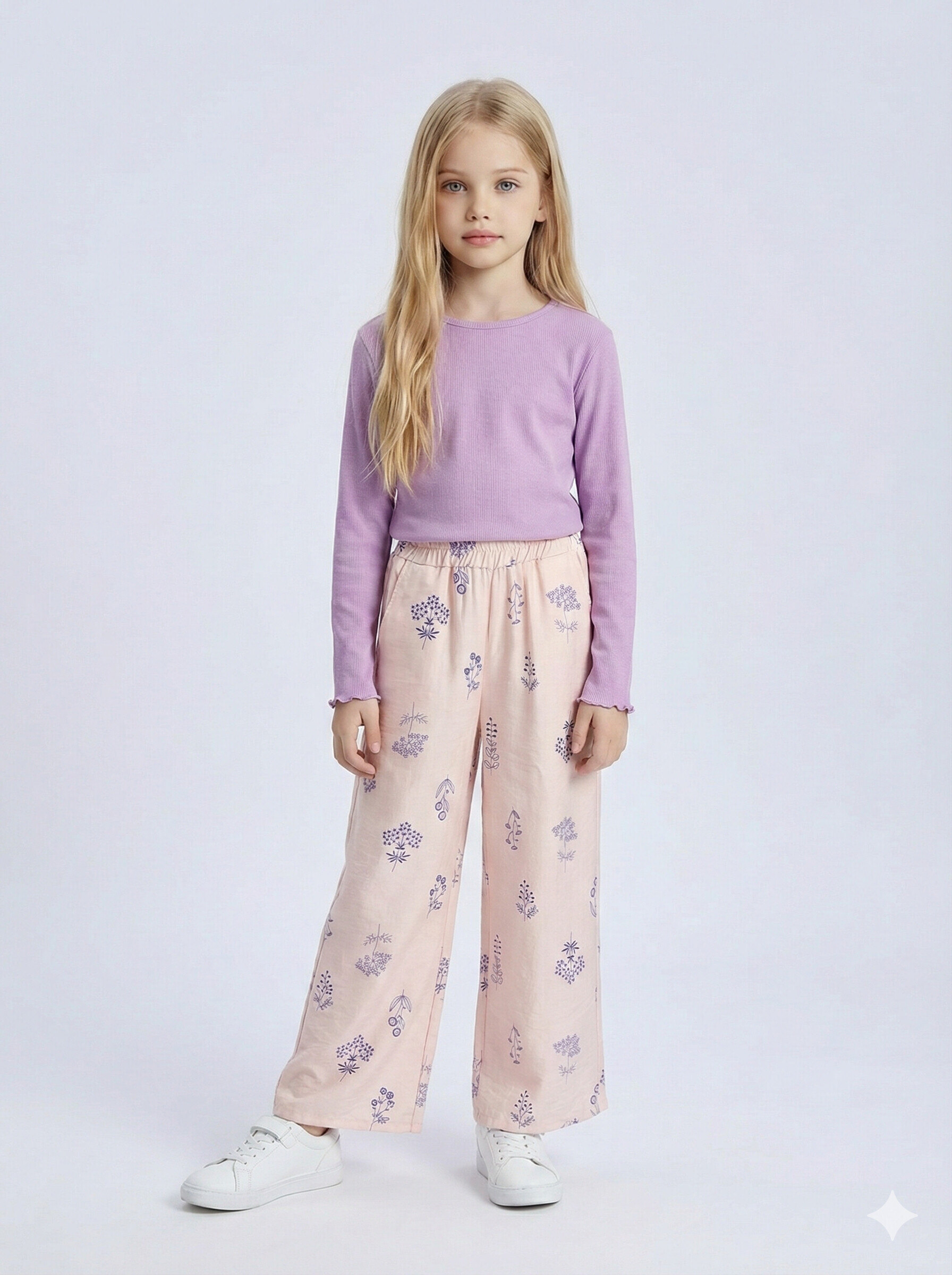 Großhändler Mini Mignon Paris - Mädchen-Set aus Langarmshirt und bedruckter Hose