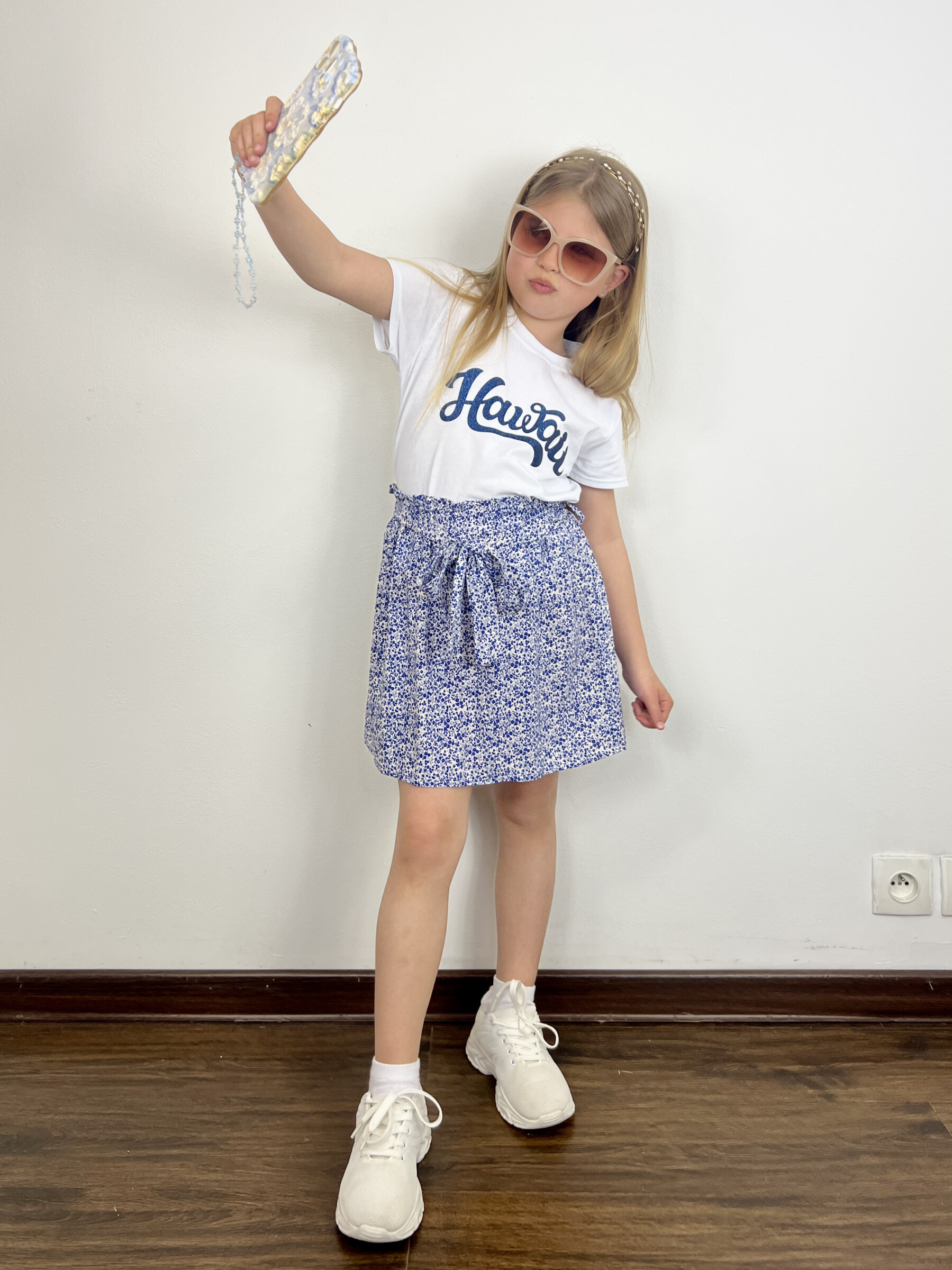 Wholesaler Mini Mignon Paris - Cotton t-shirt and flowery skirt for girls