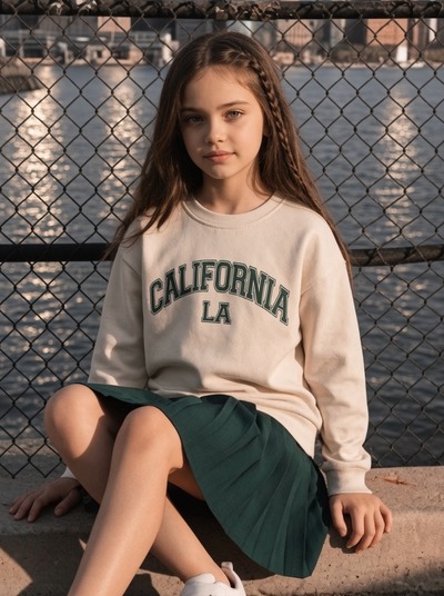 Mayorista Mini Mignon Paris - Conjunto varsity chic con sudadera de algodón y falda plisada para niña Mayorista Mini Mignon Paris - Conjunto varsity chic con sudadera de algodón y falda plisada para niña