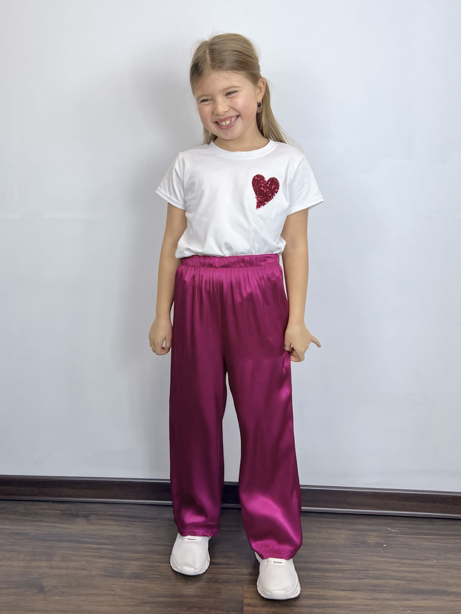 Grossista Mini Mignon Paris - T-shirt in cotone e pantaloni di seta per ragazze
