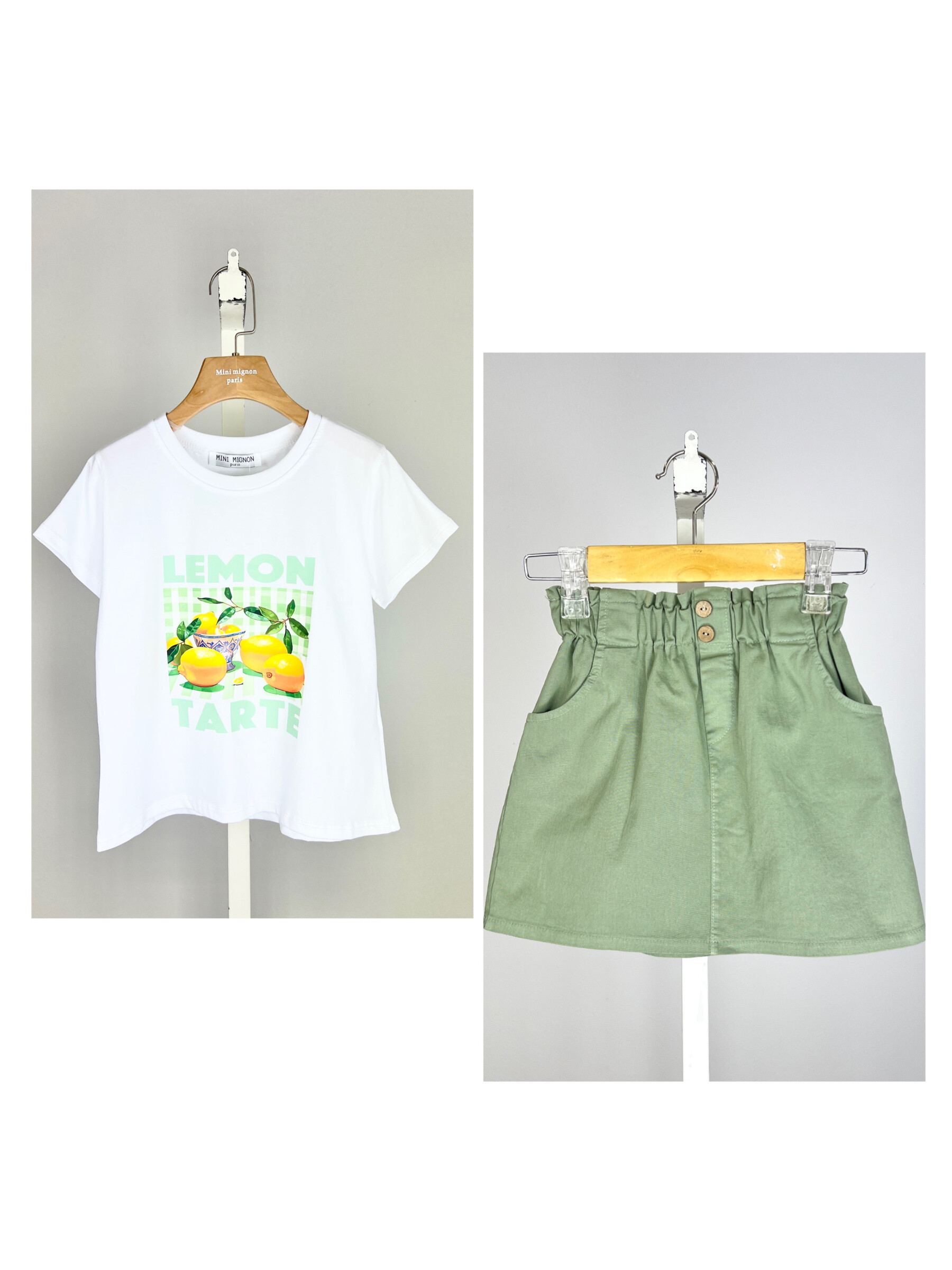 Wholesaler Mini Mignon Paris - T-shirt and cotton skirt set