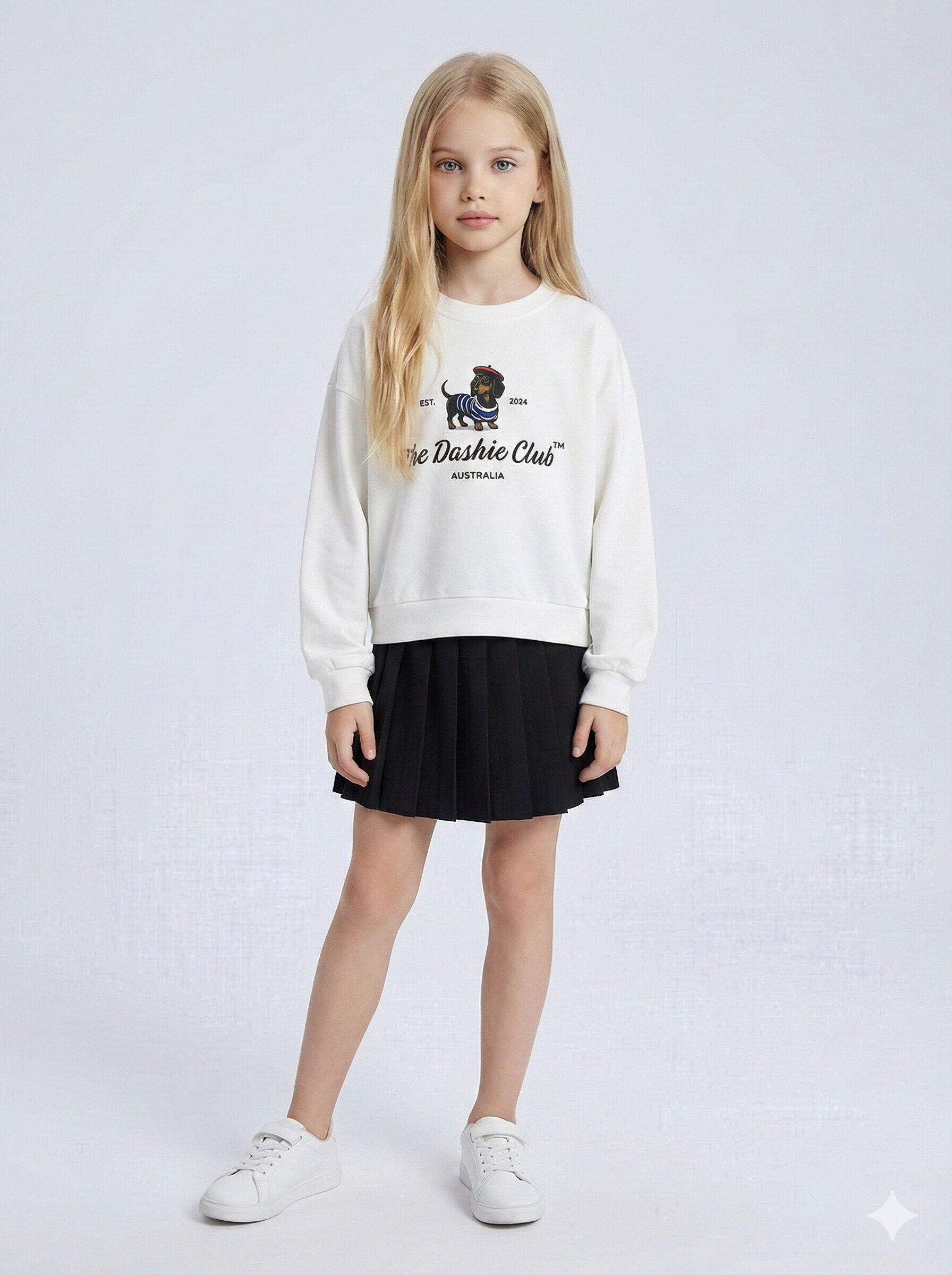 Mayorista Mini Mignon Paris - Conjunto de sudadera de algodón y falda plisada para niña