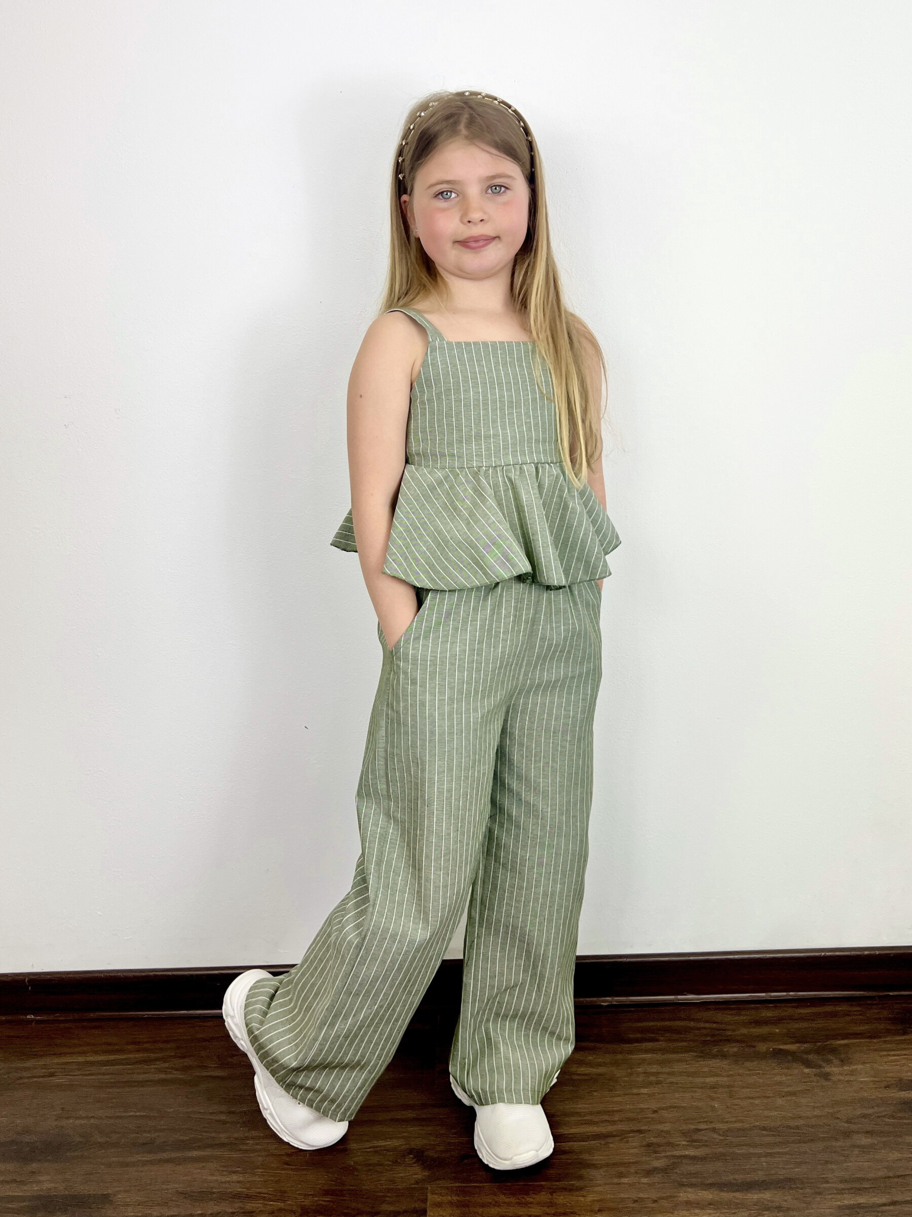 Grossiste Mini Mignon Paris - Ensemble en coton à rayures pour fille