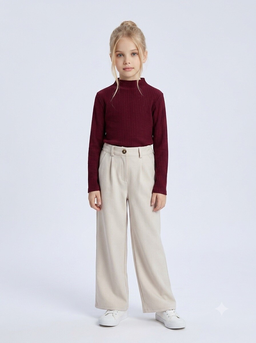 Grossiste Mini Mignon Paris - Ensemble minimal chic avec pantalon large et pull doux pour fille