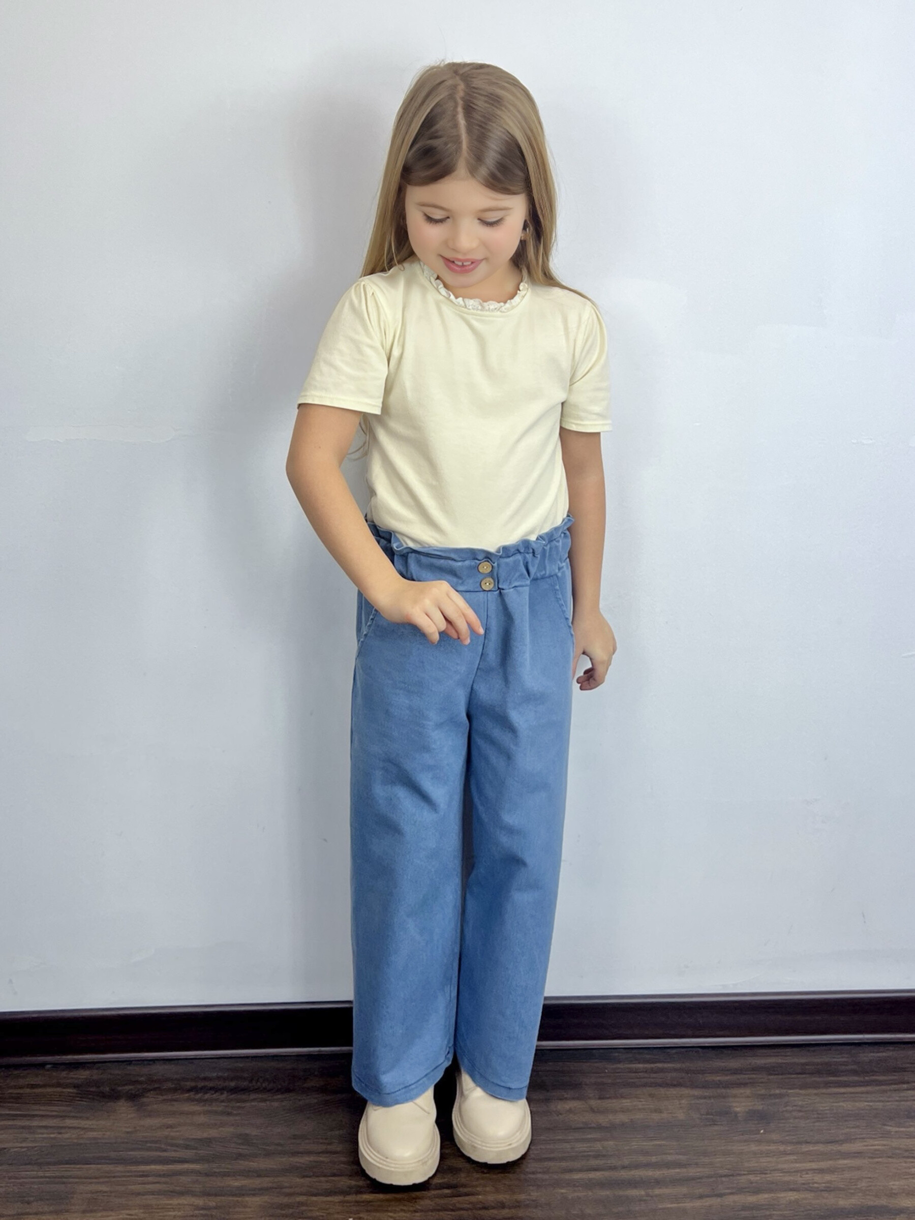 Wholesaler Mini Mignon Paris - Girls' cotton t-shirt and jeans set