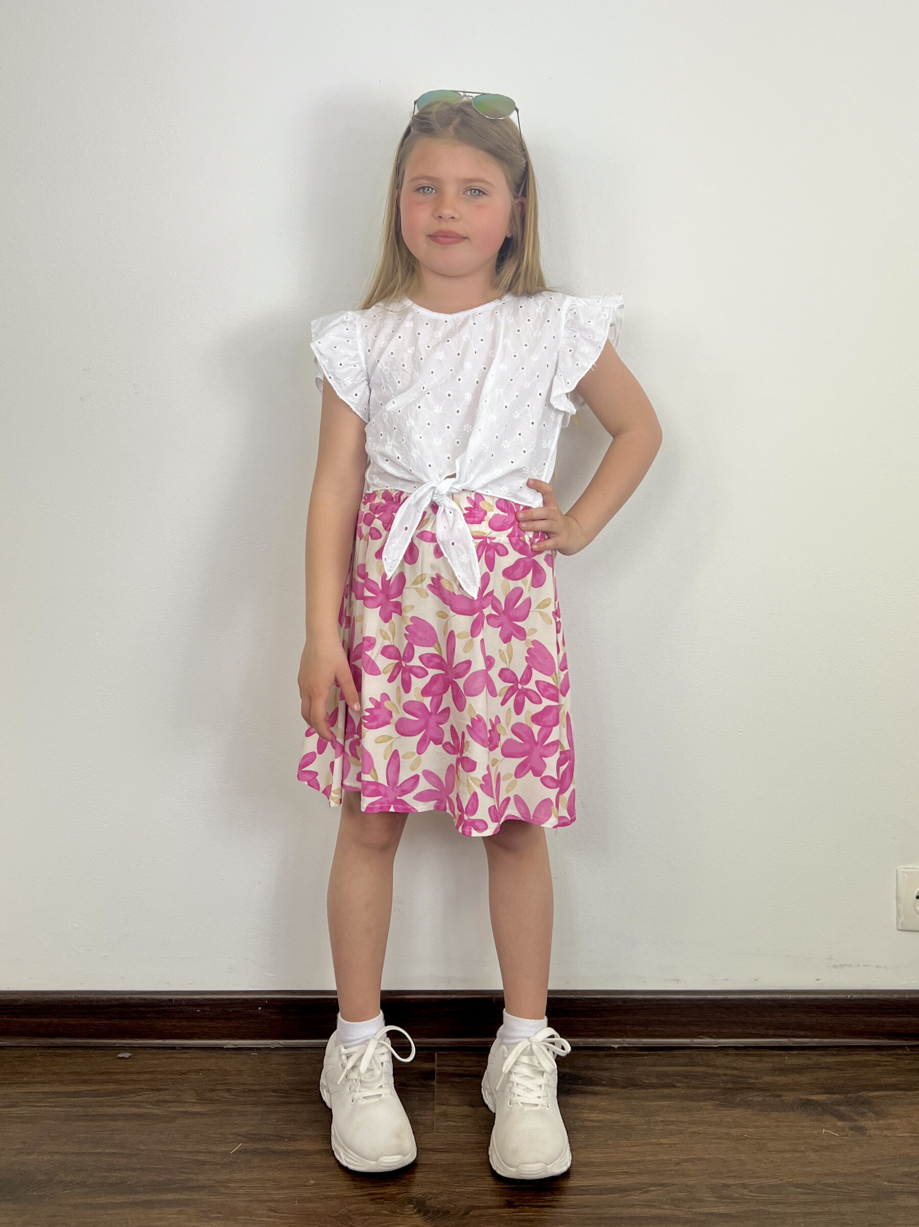 Mayorista Mini Mignon Paris - Set Top de algodón y falda florida para niñas