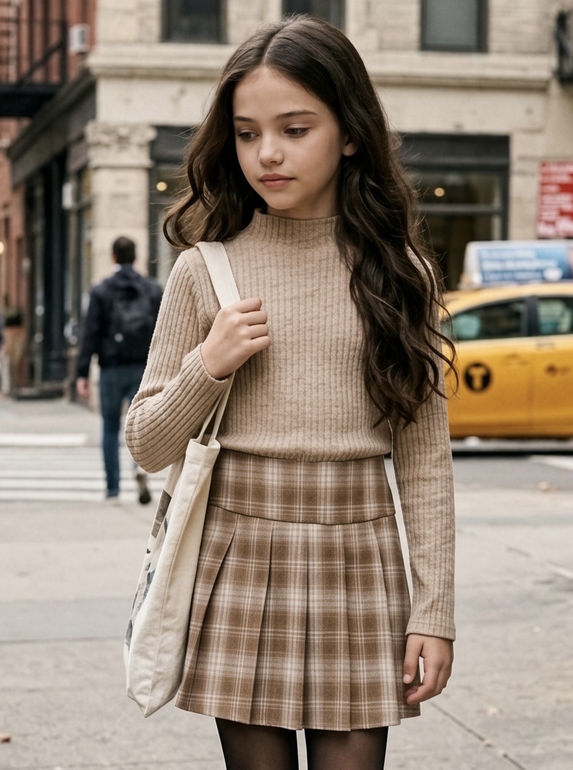 Großhändler Mini Mignon Paris - Chic-minimalistisches Set mit weiten Hosen und dickem Rock für Mädchen