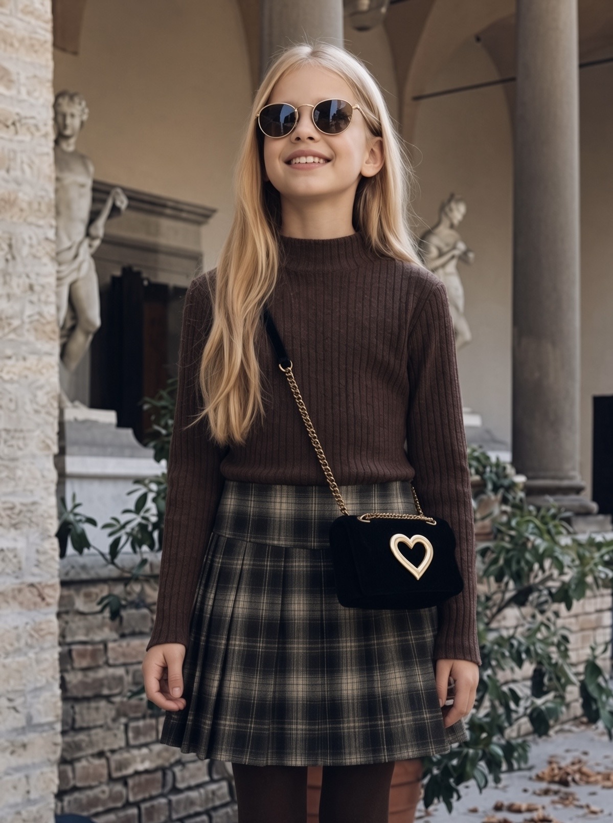 Wholesaler Mini Mignon Paris - Chic minimal set with wide-leg pants and thick skirt for girls