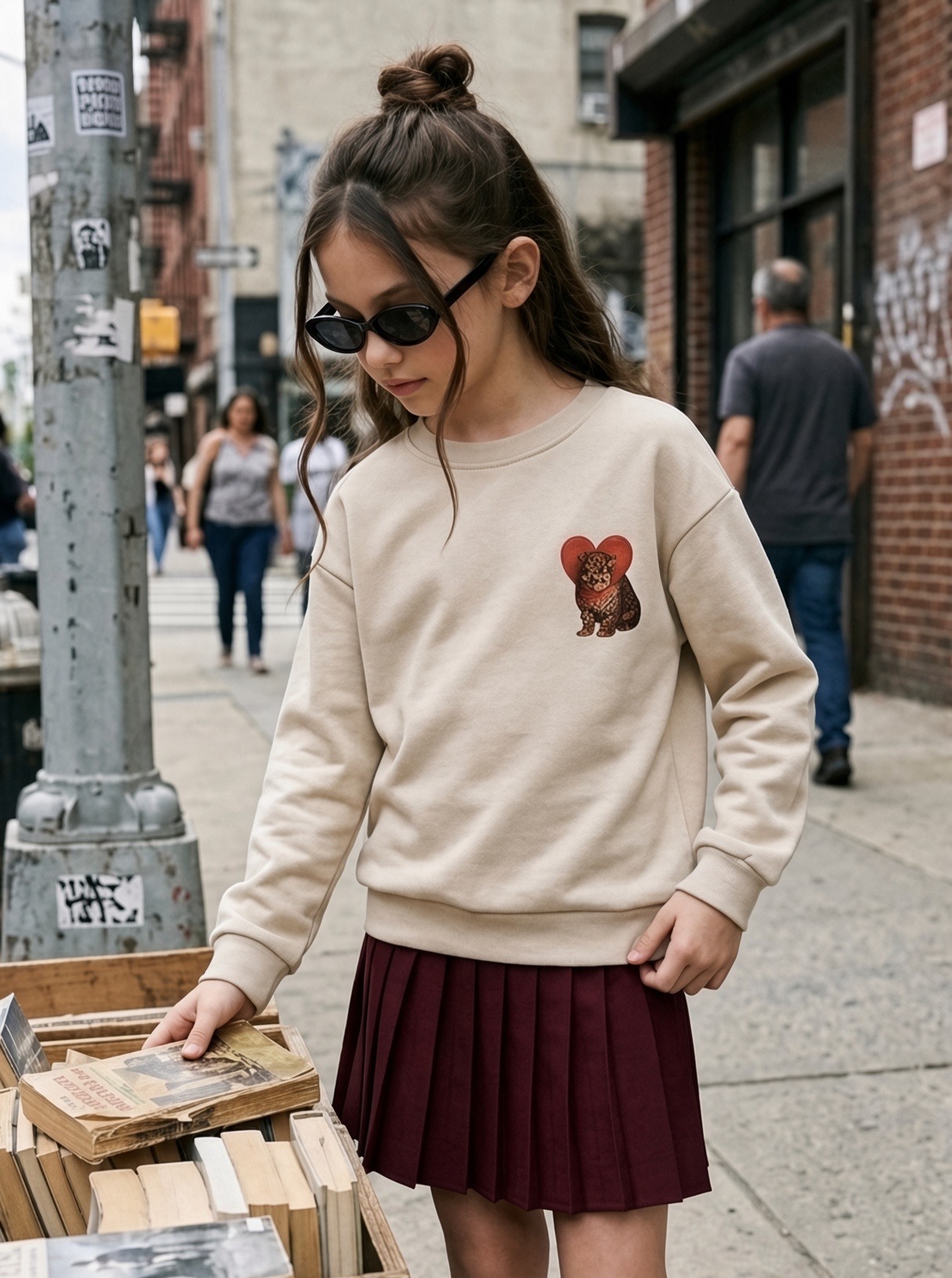 Großhändler Mini Mignon Paris - Mädchen-Set mit Baumwoll-Sweatshirt und Plisseerock