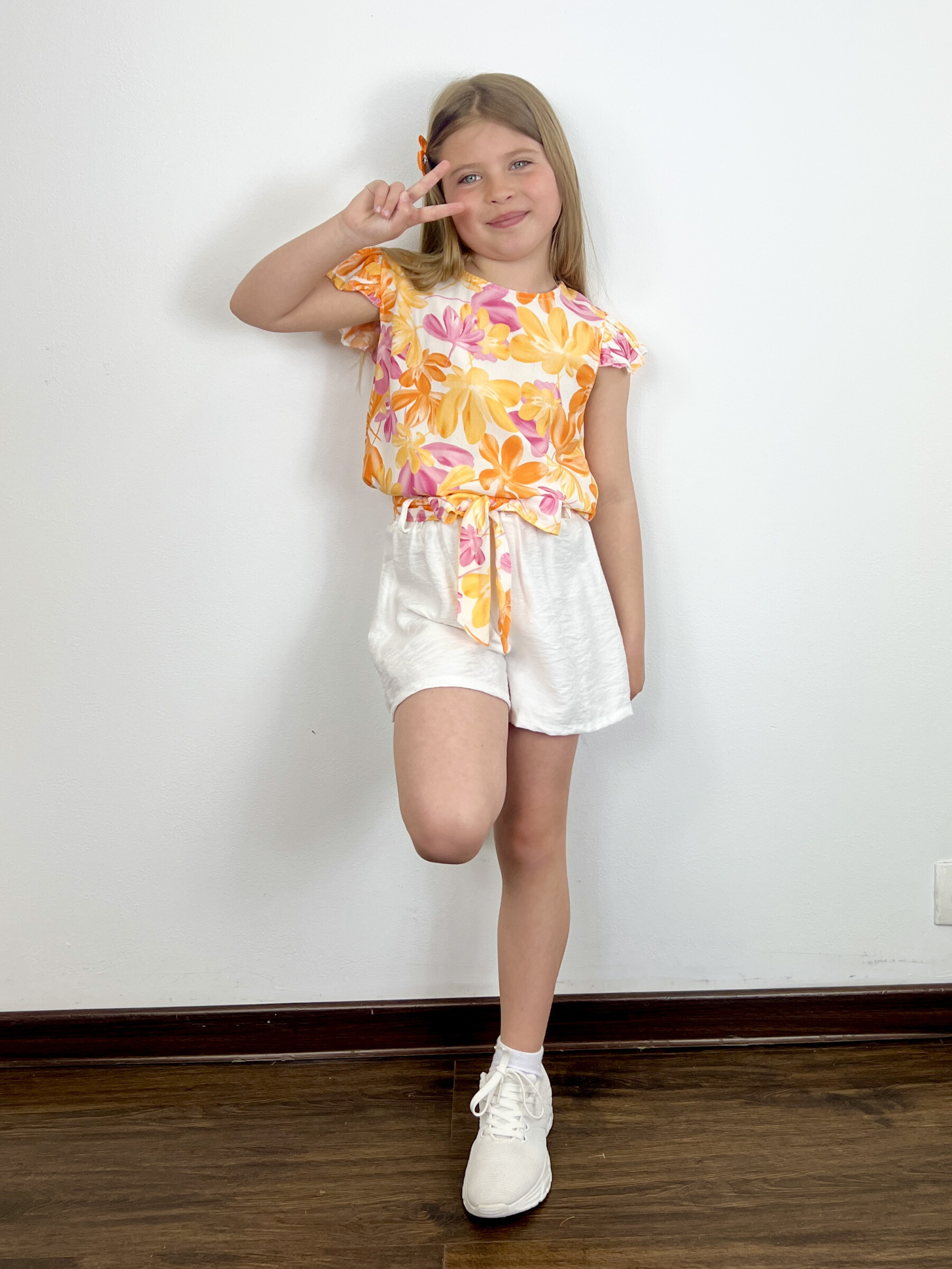 Wholesaler Mini Mignon Paris - Flower top set and belt belt shorts