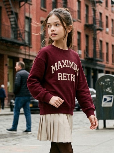 Mayorista Mini Mignon Paris - Conjunto para niña con sudadera de algodón y falda plisada Mayorista Mini Mignon Paris - Conjunto para niña con sudadera de algodón y falda plisada
