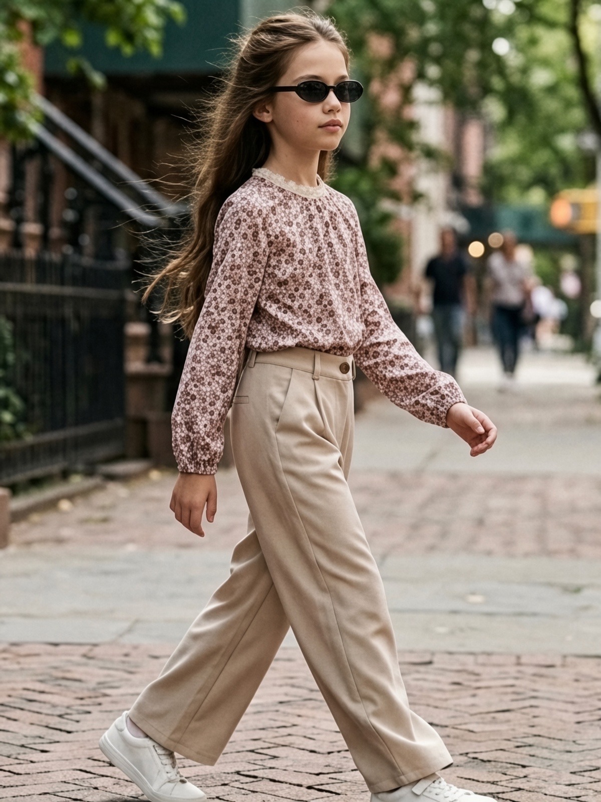 Grossiste Mini Mignon Paris - Ensemble top fleuri et pantalon épais pour fille