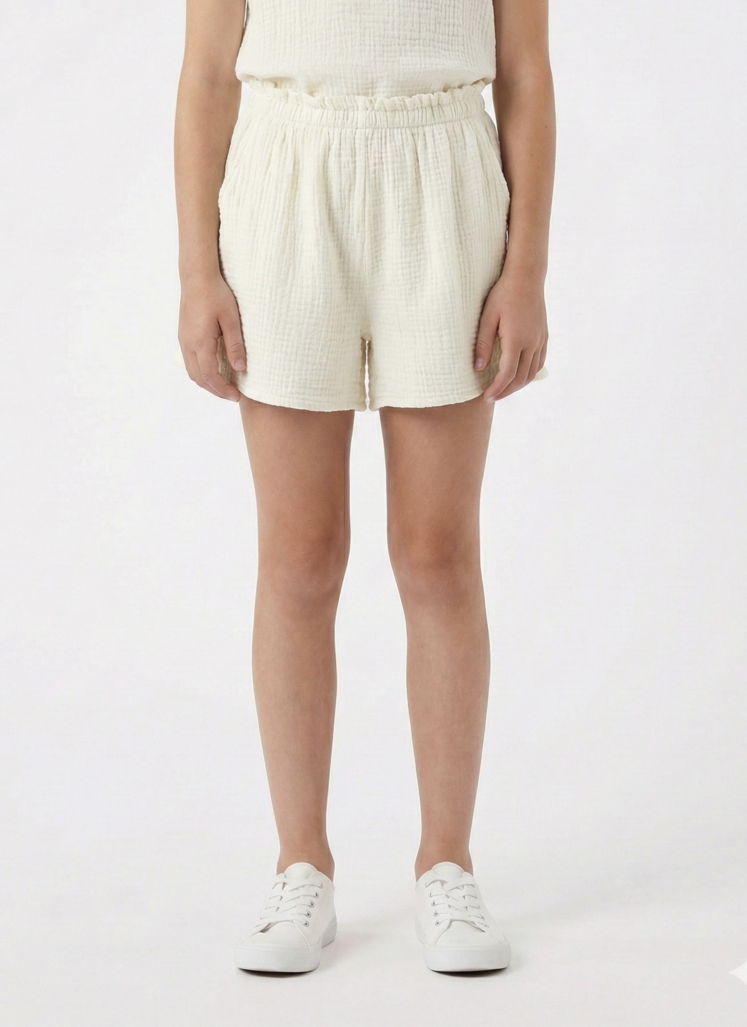 Wholesaler Mini Mignon Paris - Cotton gauze shorts with pockets for girls