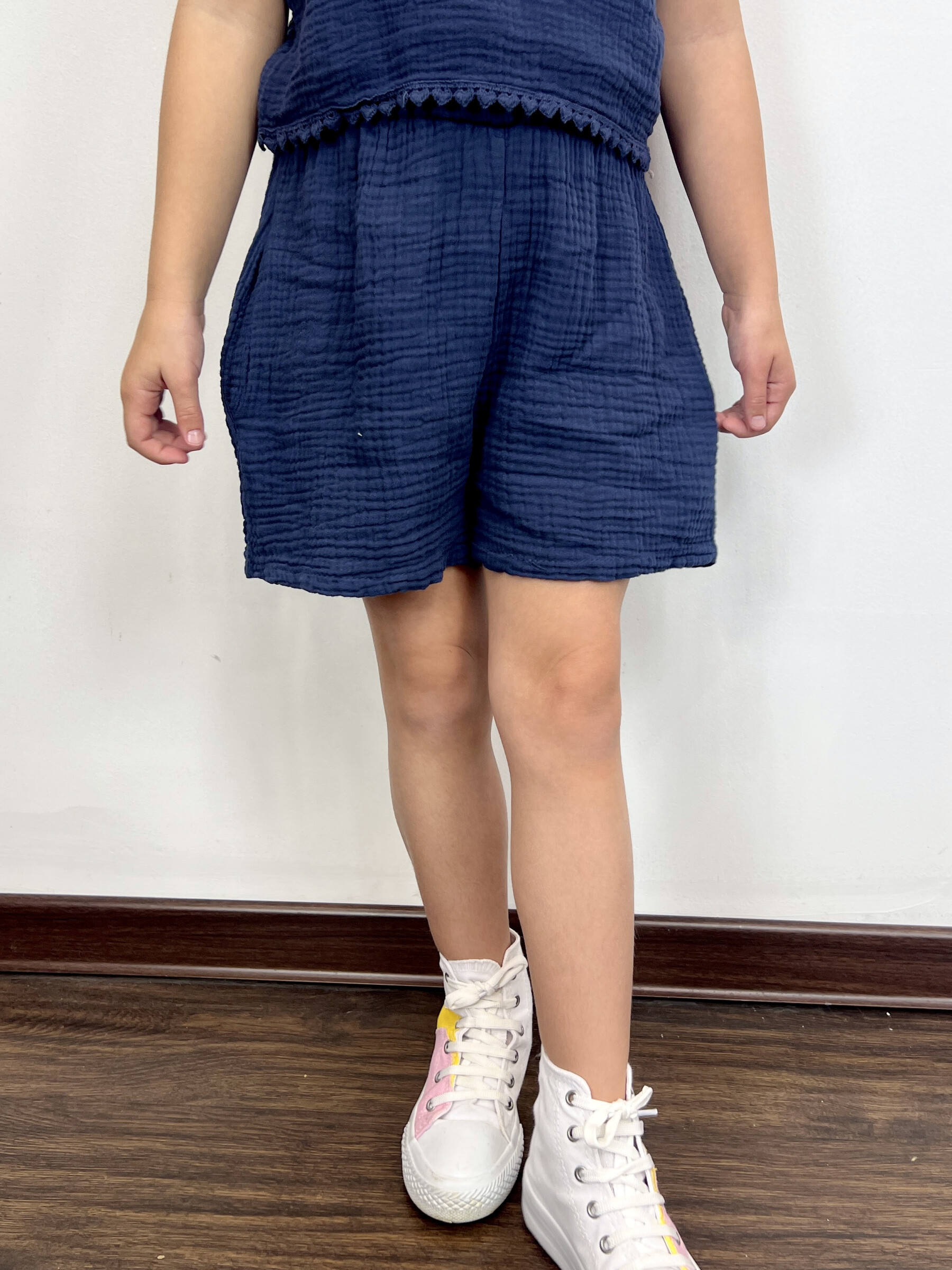 Mayorista Mini Mignon Paris - Pantalones cortos de algodón con bolsillos para niñas