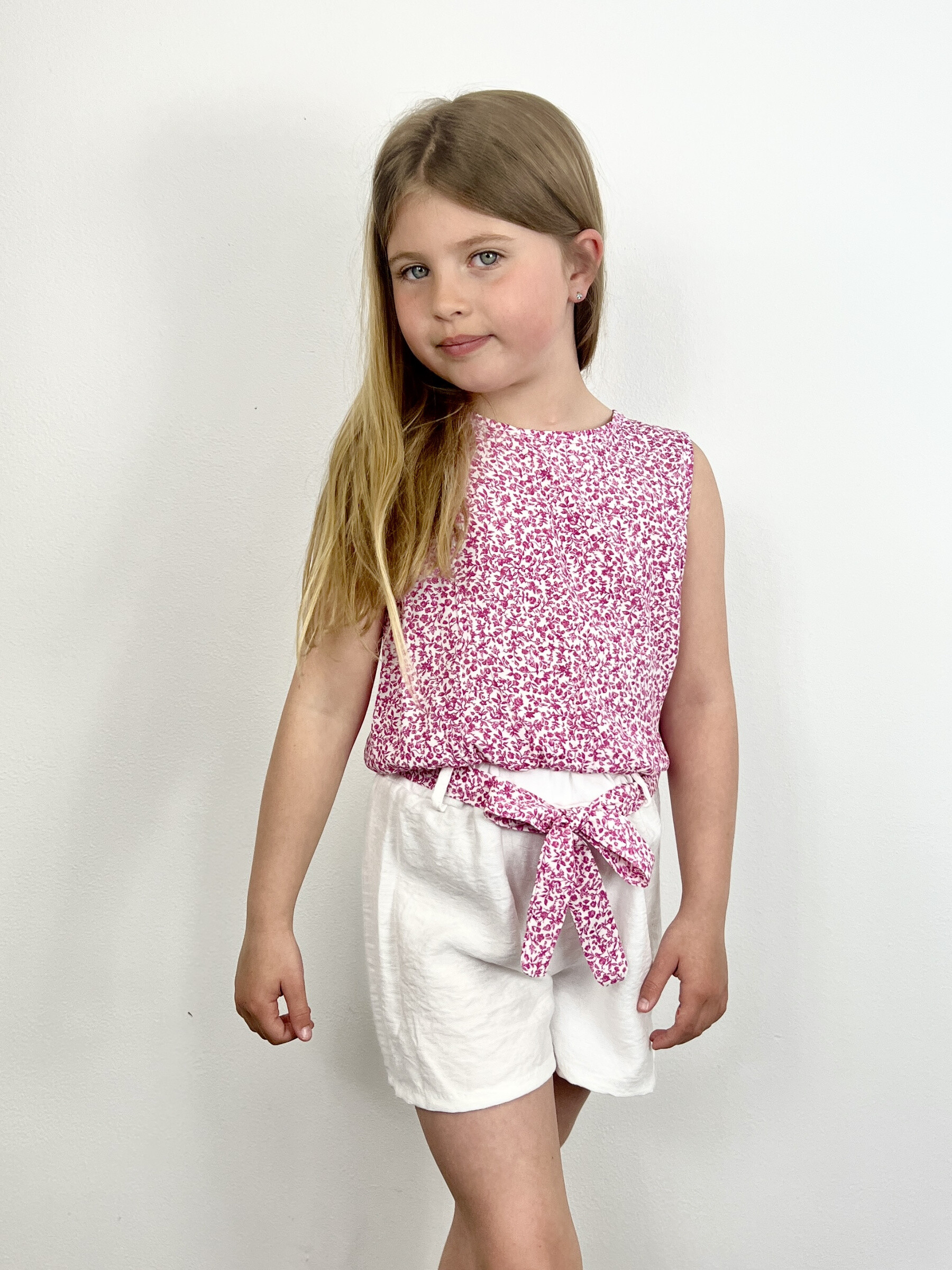 Mayorista Mini Mignon Paris - Top Fleuri Liberty Top y Belt abreviatura de chicas