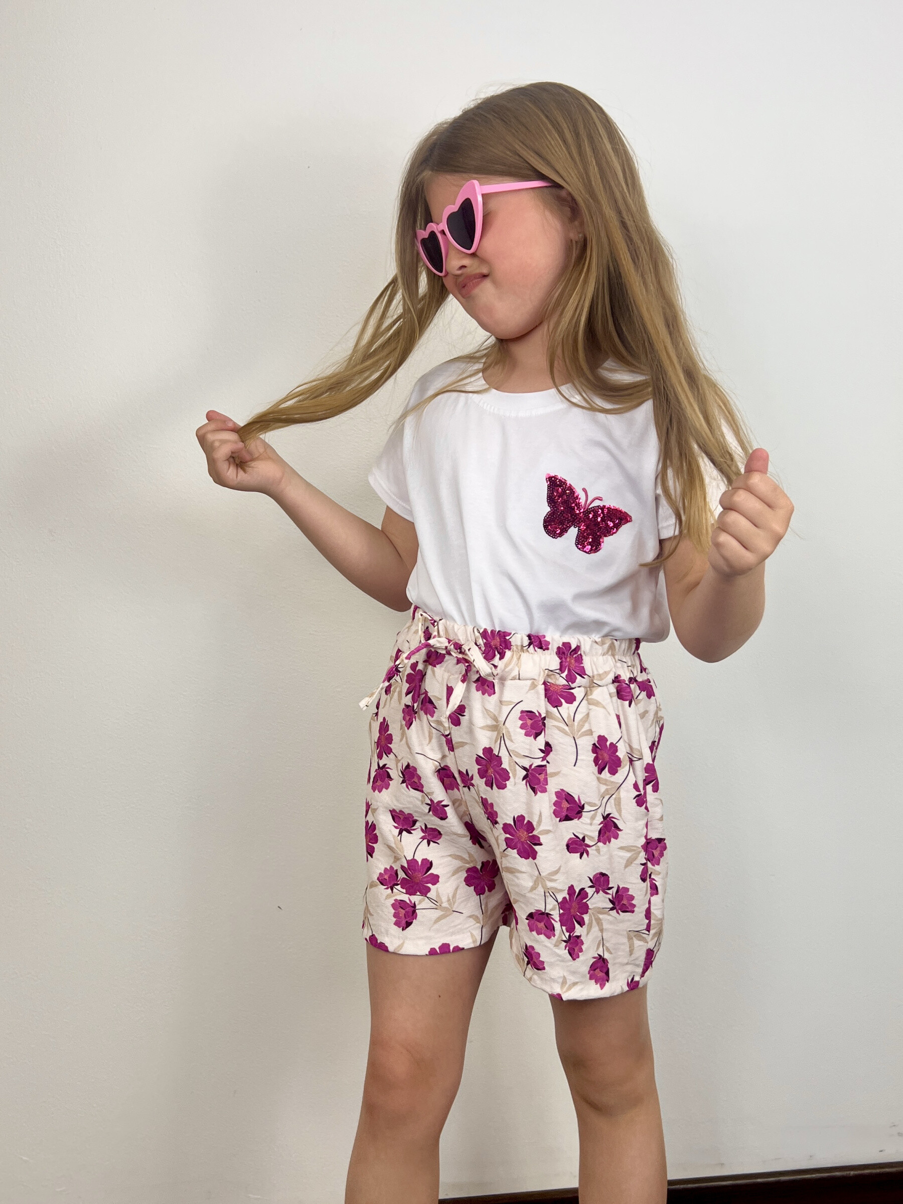 Wholesaler Mini Mignon Paris - SEQUIN T-shirt and flowery shorts for girls