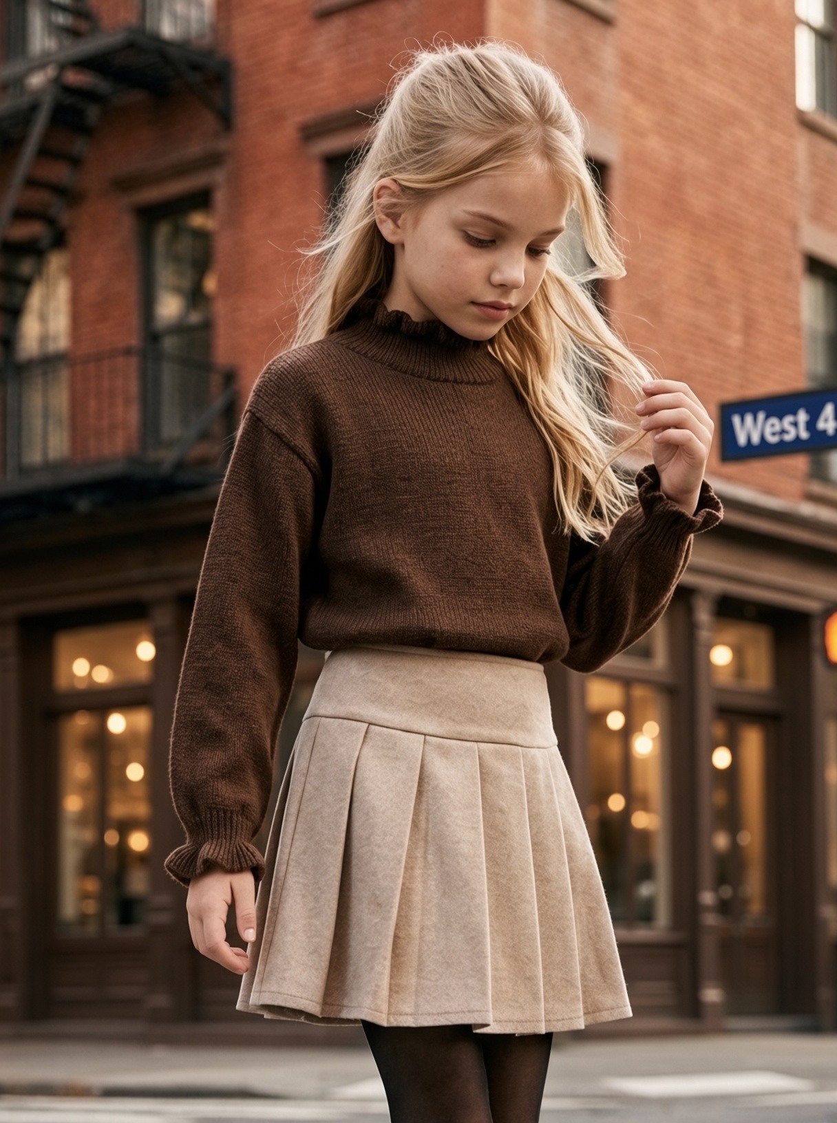 Wholesaler Mini Mignon Paris - Girls' turtleneck and thick skirt set