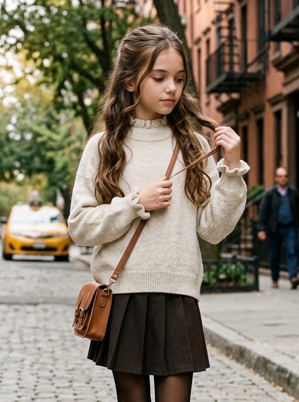Großhändler Mini Mignon Paris - Mädchen-Set mit Rollkragenpullover und dickem Rock