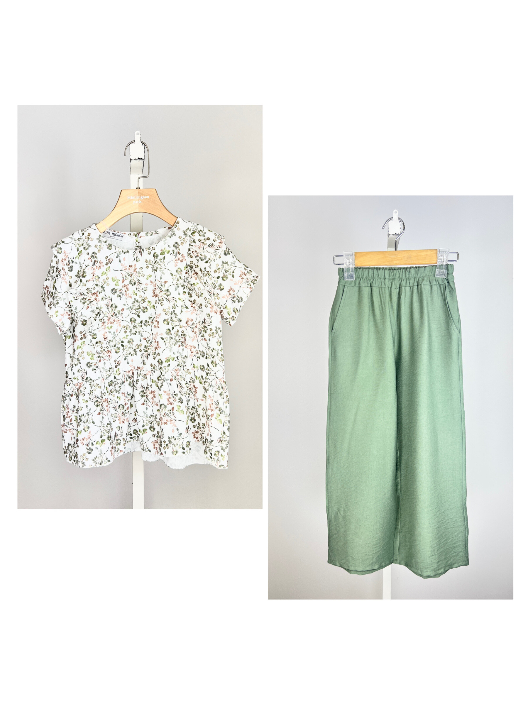 Wholesaler Mini Mignon Paris - Flower top set and loose pants for girls