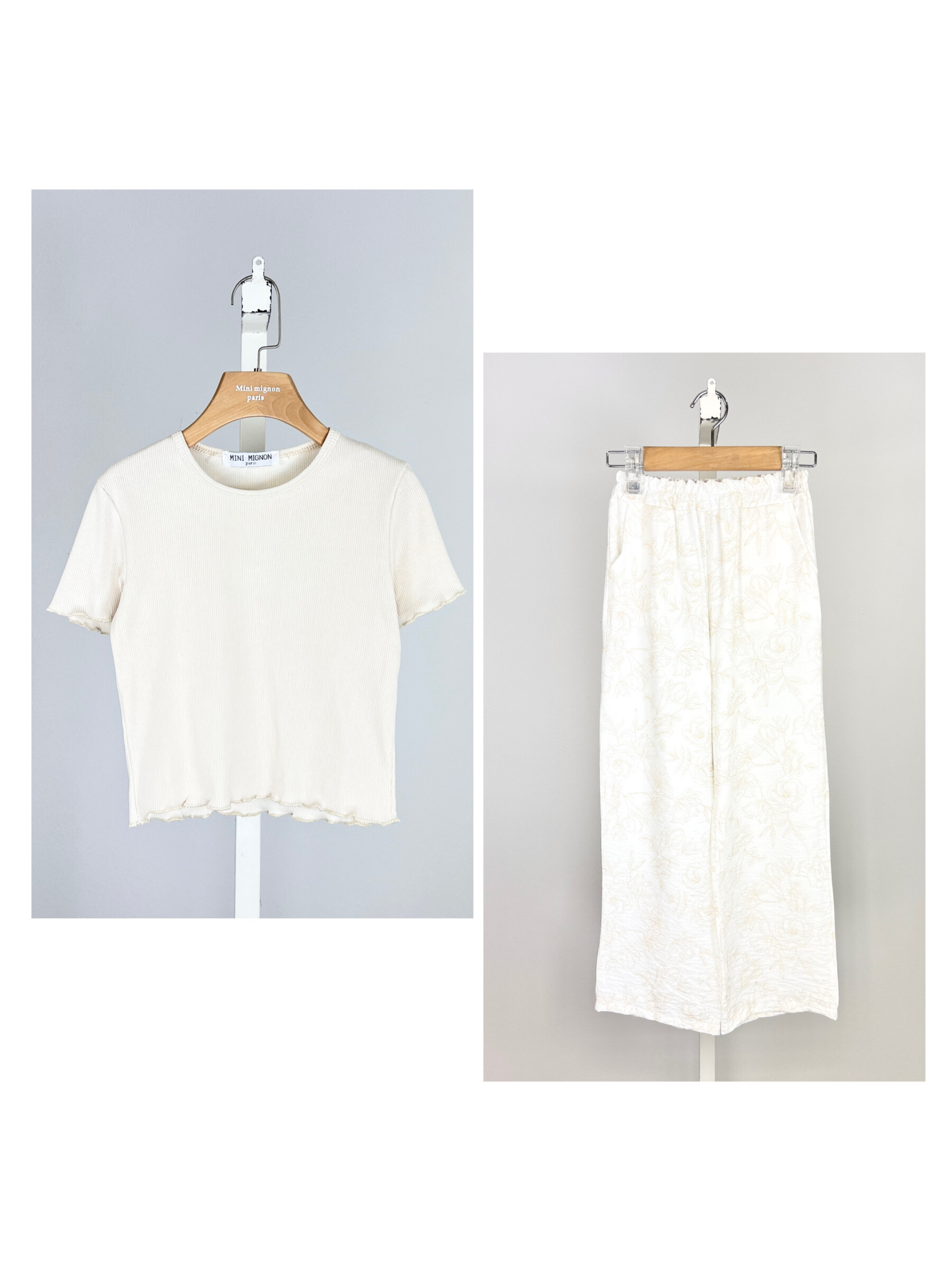 Wholesaler Mini Mignon Paris - Cotton t-shirt and flowery pants for girls