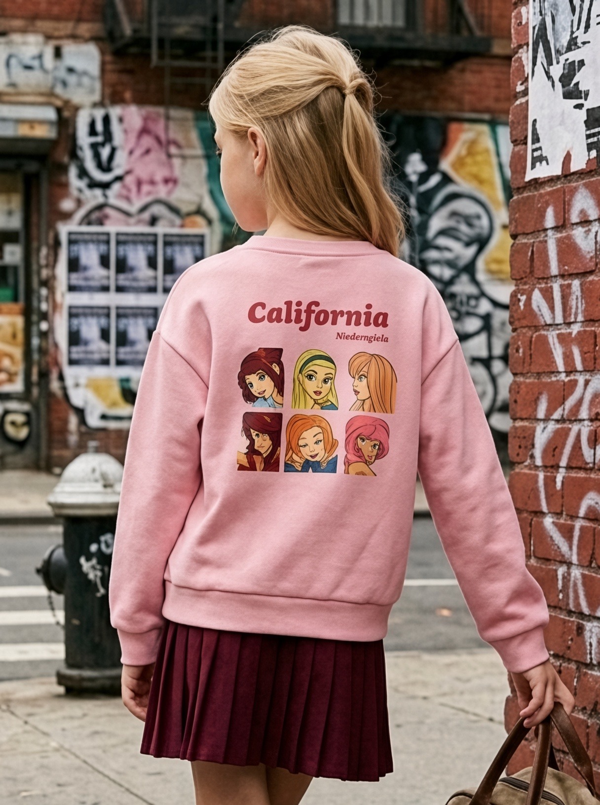Großhändler Mini Mignon Paris - Mädchen-Set mit Baumwoll-Sweatshirt und Faltenrock