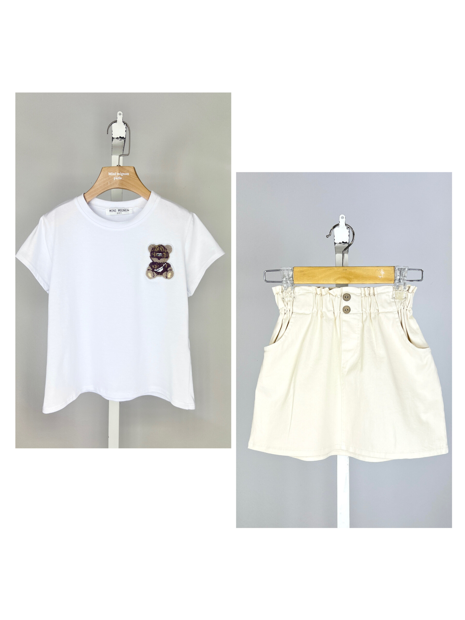 Wholesaler Mini Mignon Paris - T-shirt and cotton skirt set