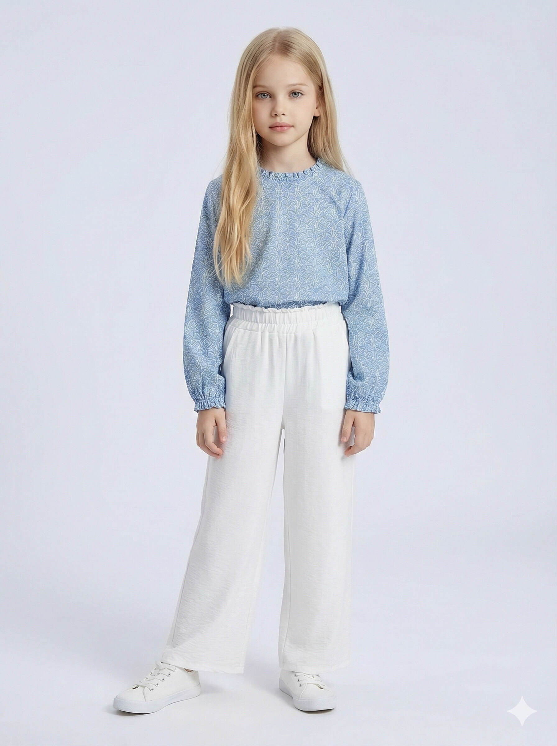 Mayorista Mini Mignon Paris - Conjunto de top de algodón y pantalón efecto lino para niña