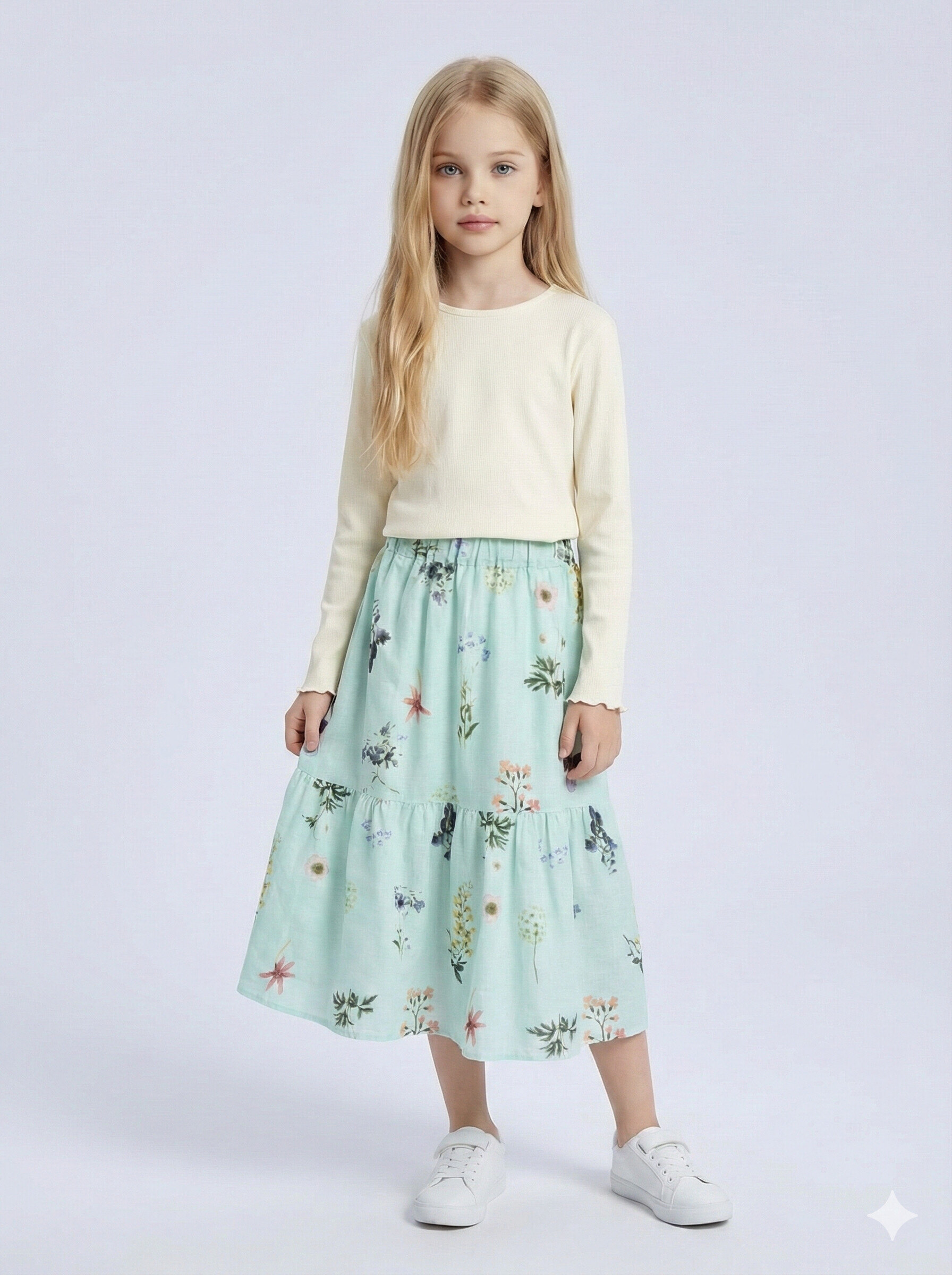 Großhändler Mini Mignon Paris - Mädchen-Set mit Langarmshirt und bedrucktem Rock