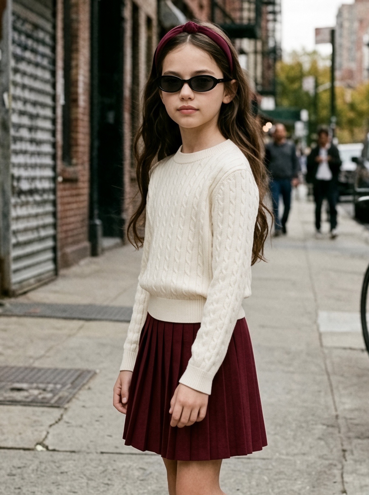 Grossiste Mini Mignon Paris - Ensemble "old money" avec pull doux et jupe plisée pour fille