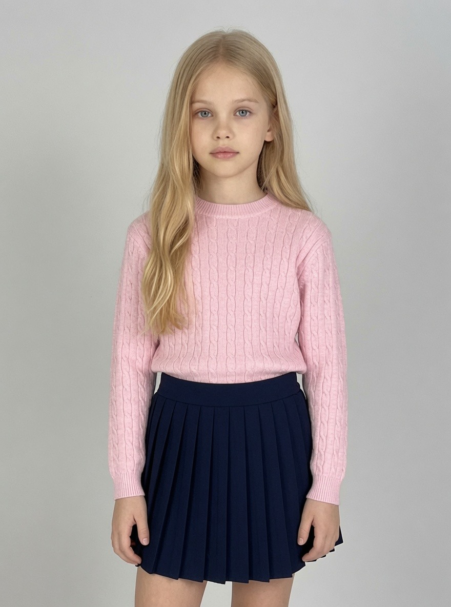 Grossiste Mini Mignon Paris - Ensemble "old money" avec pull doux et jupe plisée pour fille