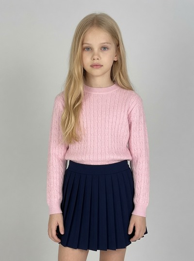 Grossiste Mini Mignon Paris - Ensemble "old money" avec pull doux et jupe plisée pour fille Grossiste Mini Mignon Paris - Ensemble "old money" avec pull doux et jupe plisée pour fille