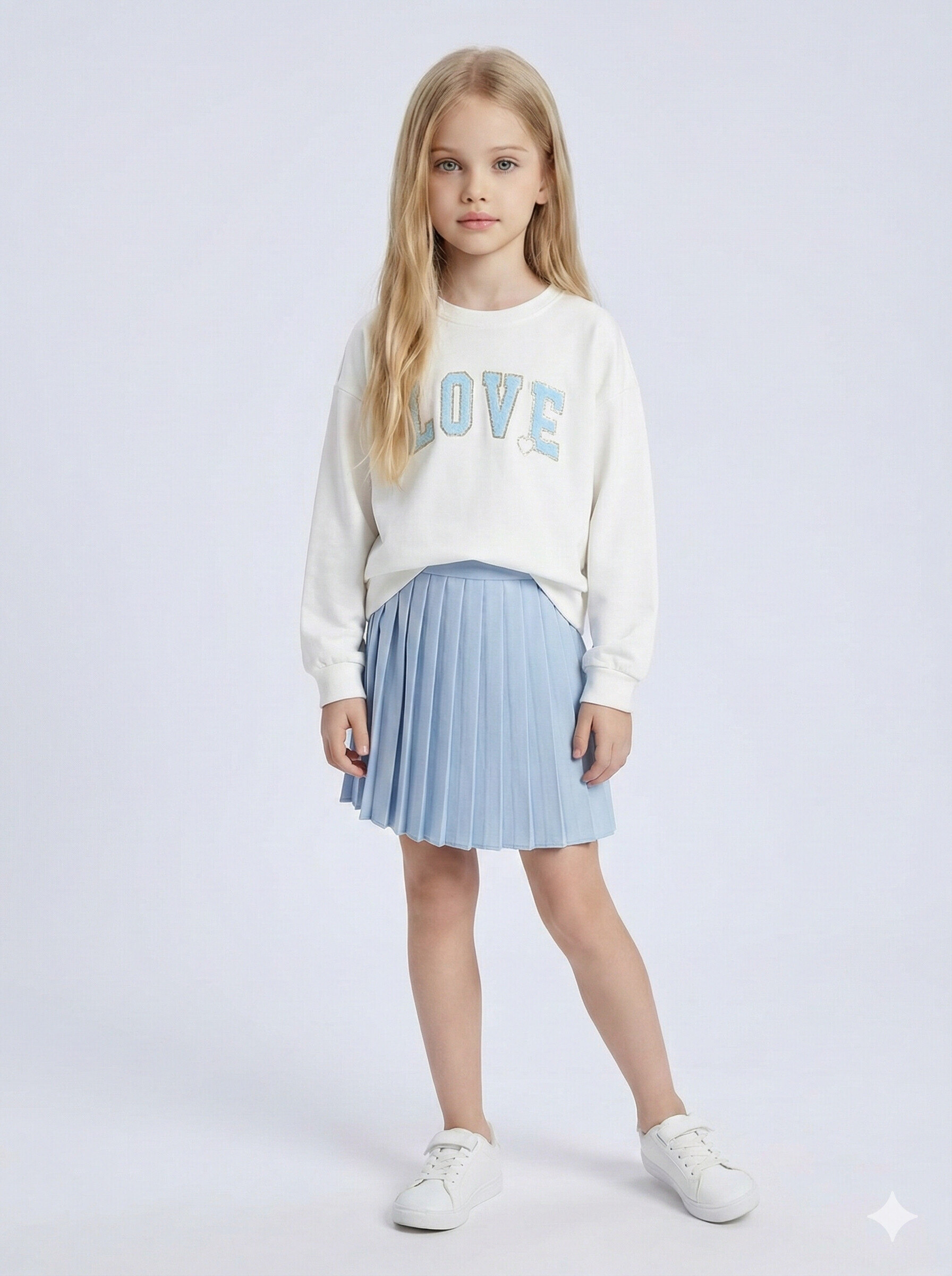 Großhändler Mini Mignon Paris - Baumwoll-Sweatshirt und plissierter Rock für Mädchen