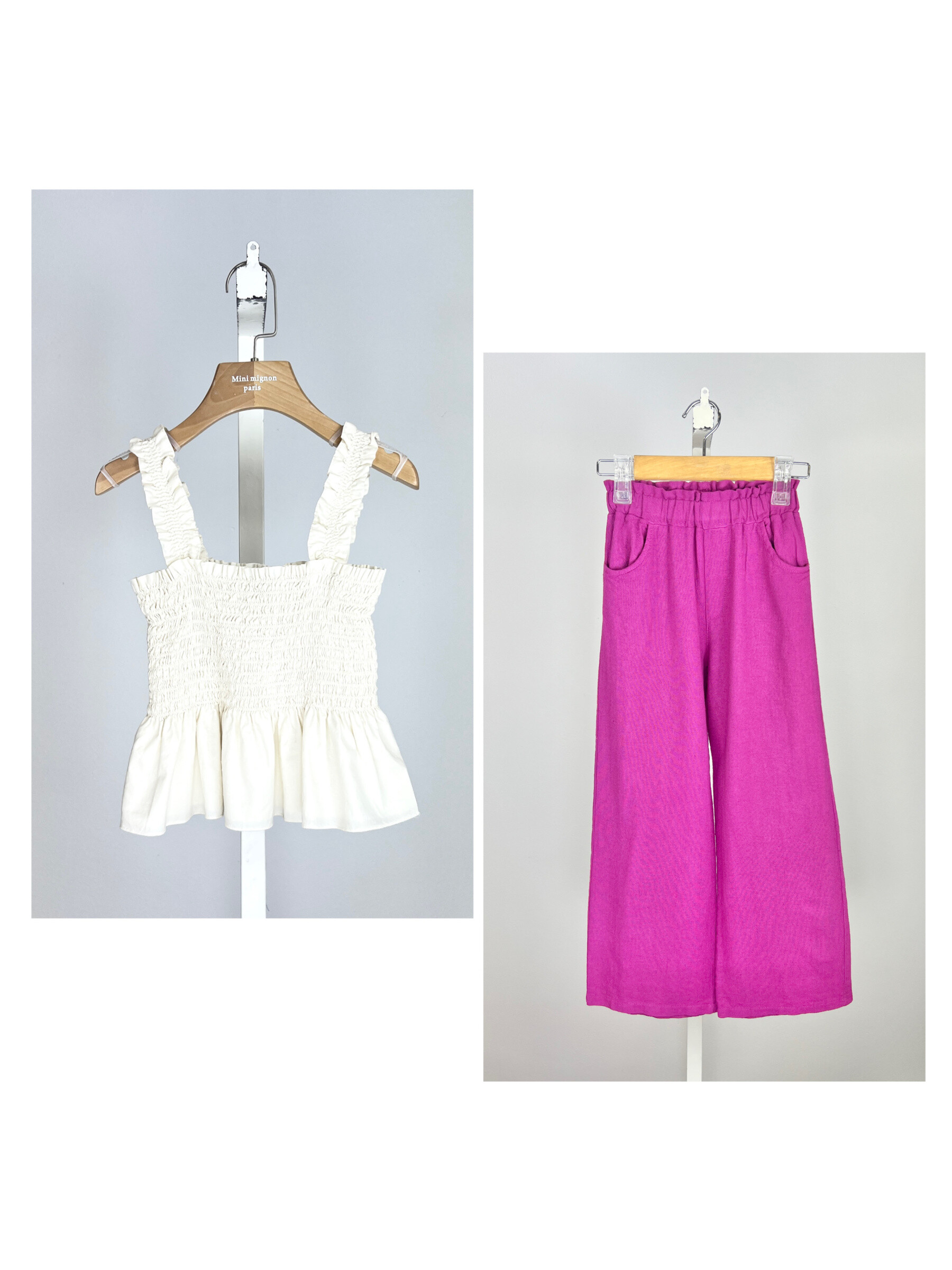 Mayorista Mini Mignon Paris - Top de algodón juntos y pantalones de lino para niñas