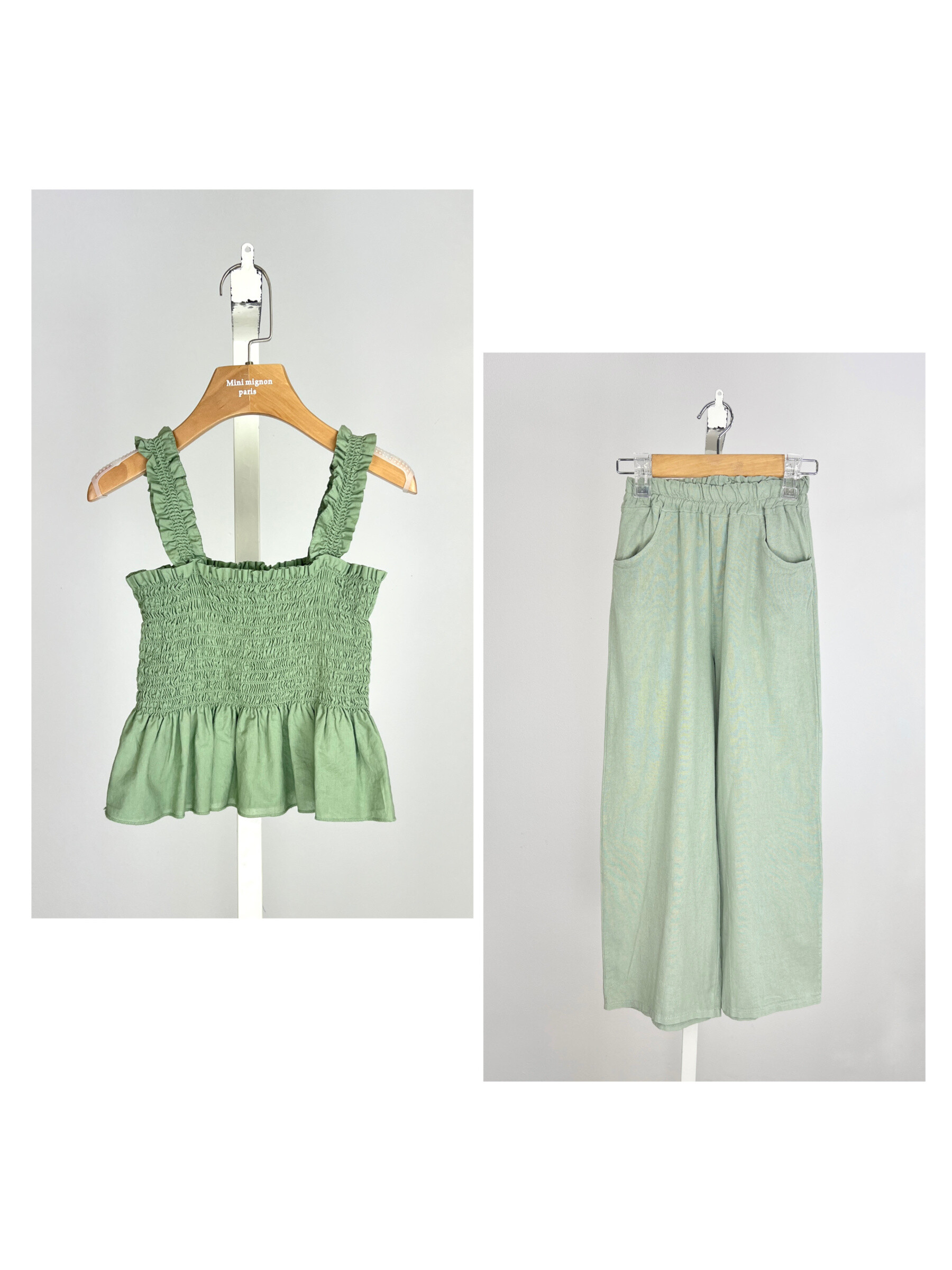 Wholesaler Mini Mignon Paris - Cotton top together and linen pants for girls