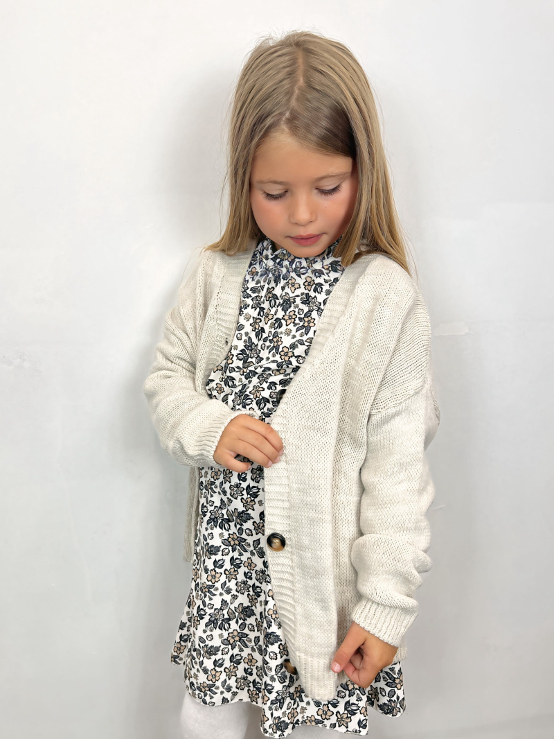 Grossiste Mini Mignon Paris - Gilet en maille uni à boutons pour fille