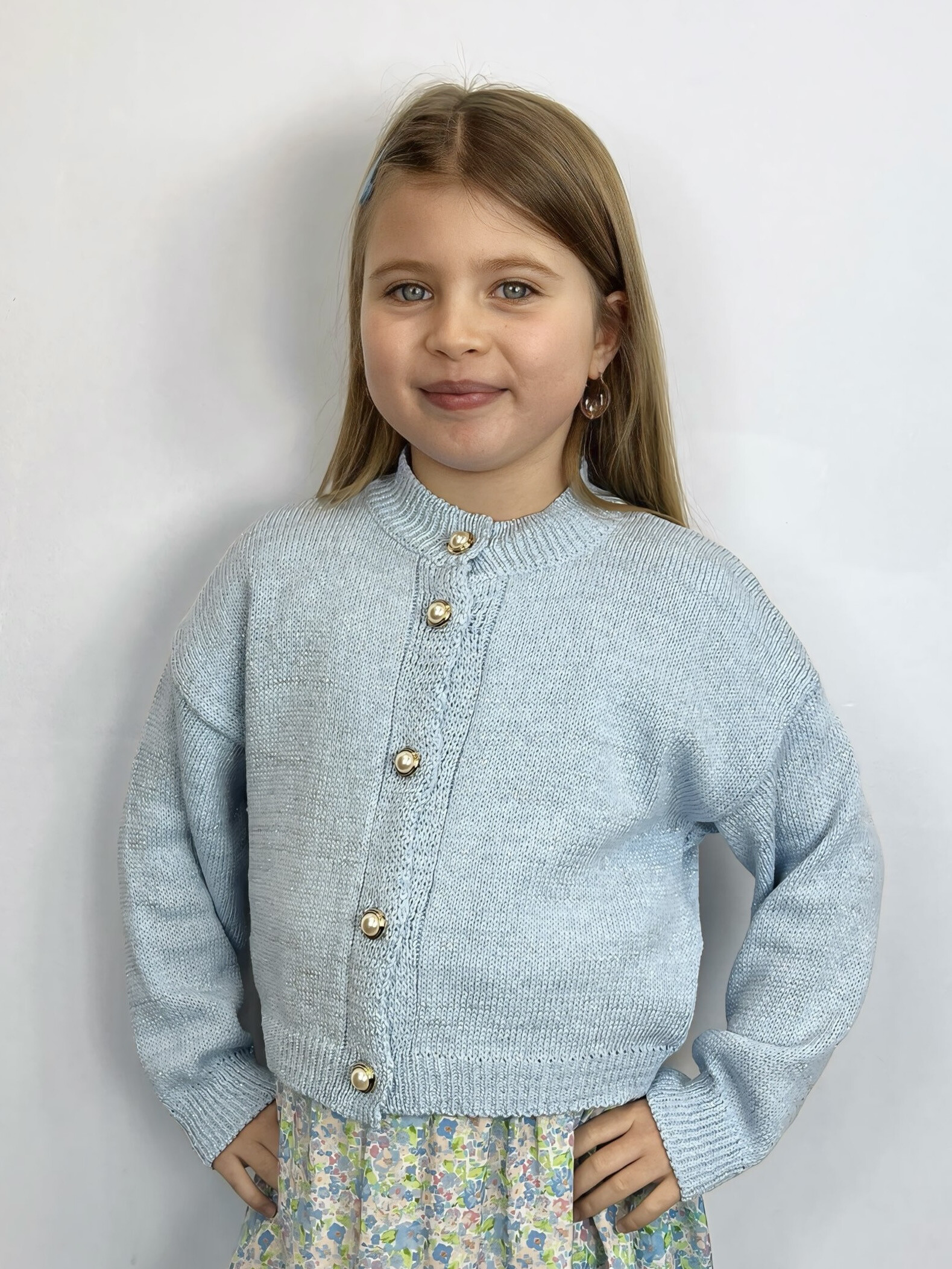 Grossiste Mini Mignon Paris - Gilet en coton avec fils argentés pour fille