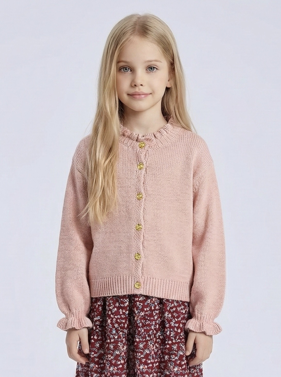 Grossiste Mini Mignon Paris - Gilet à volants et boutons dorés pour fille