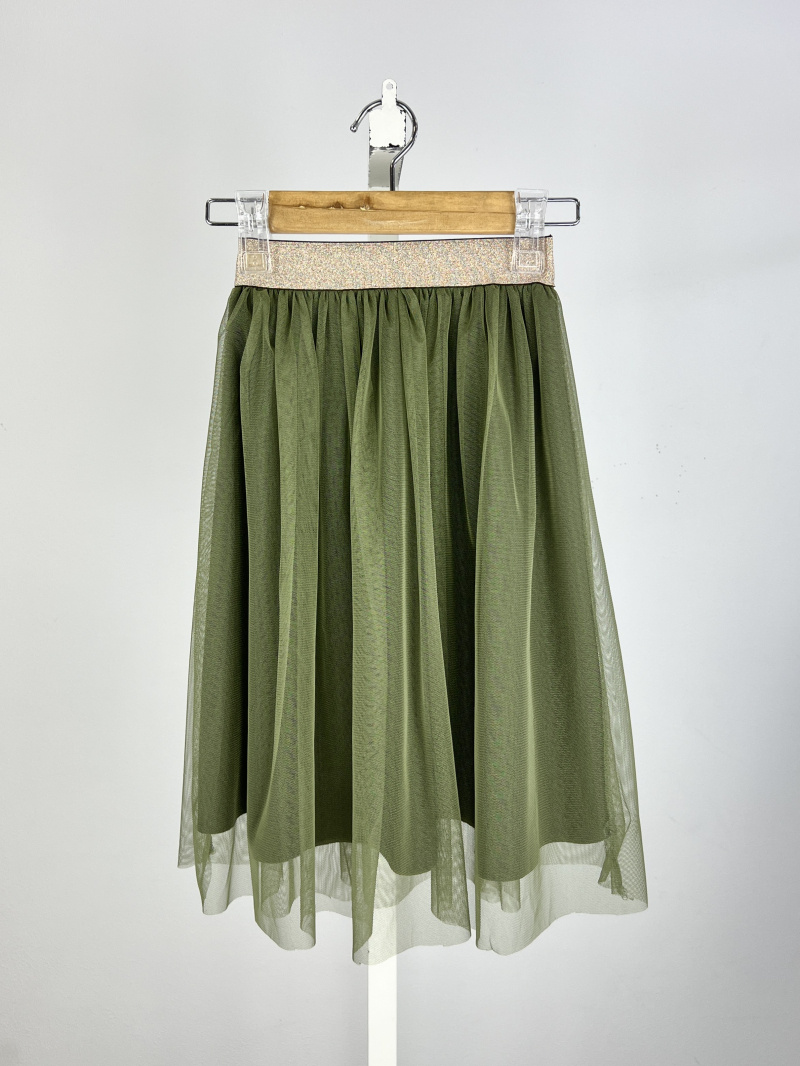 Mayorista Mini Mignon Paris - Falda midi de tul con cinturón dorado para niña