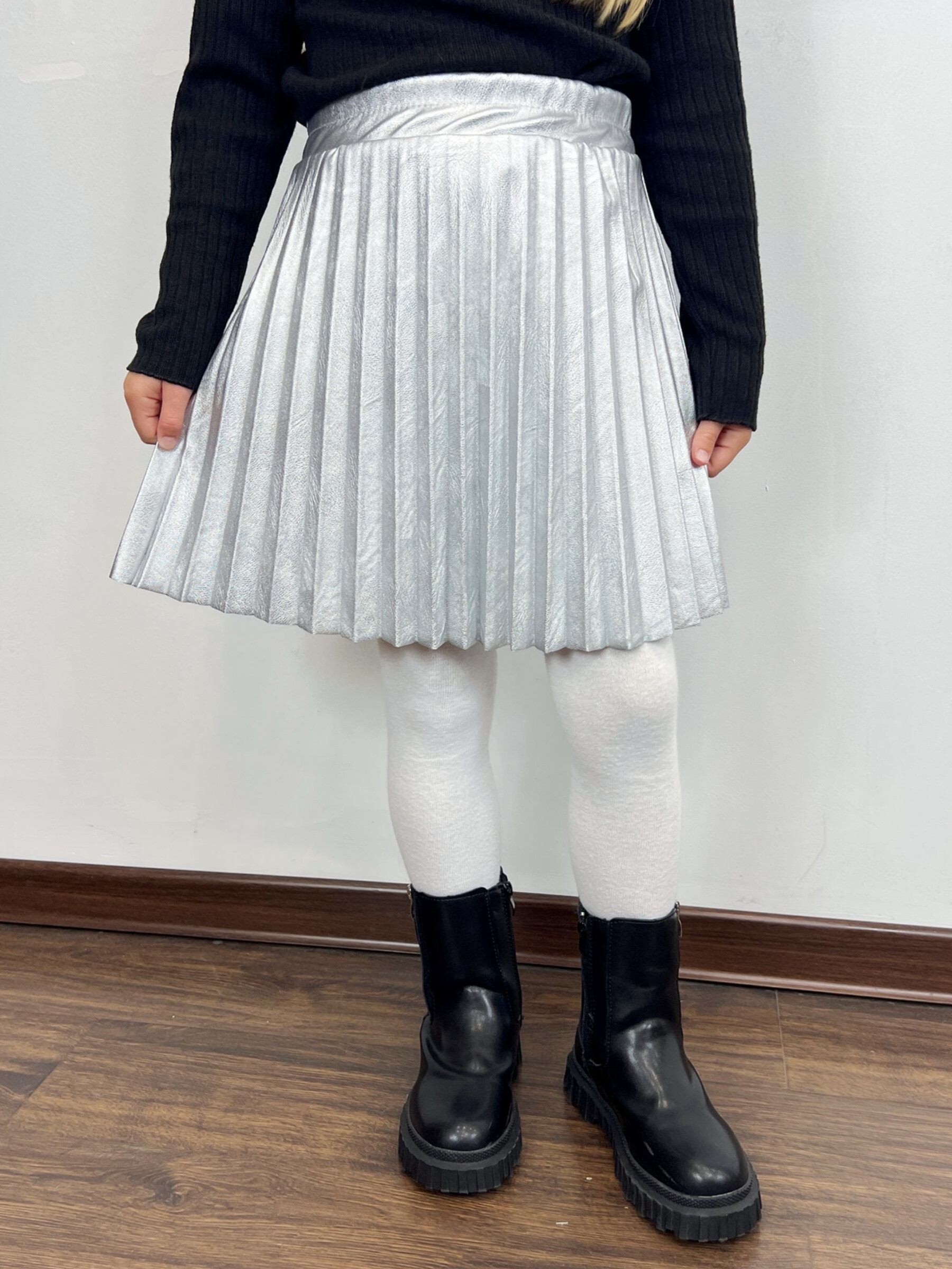 Mayorista Mini Mignon Paris - Falda plisada dorada y plateada para celebraciones de fin de año de niña