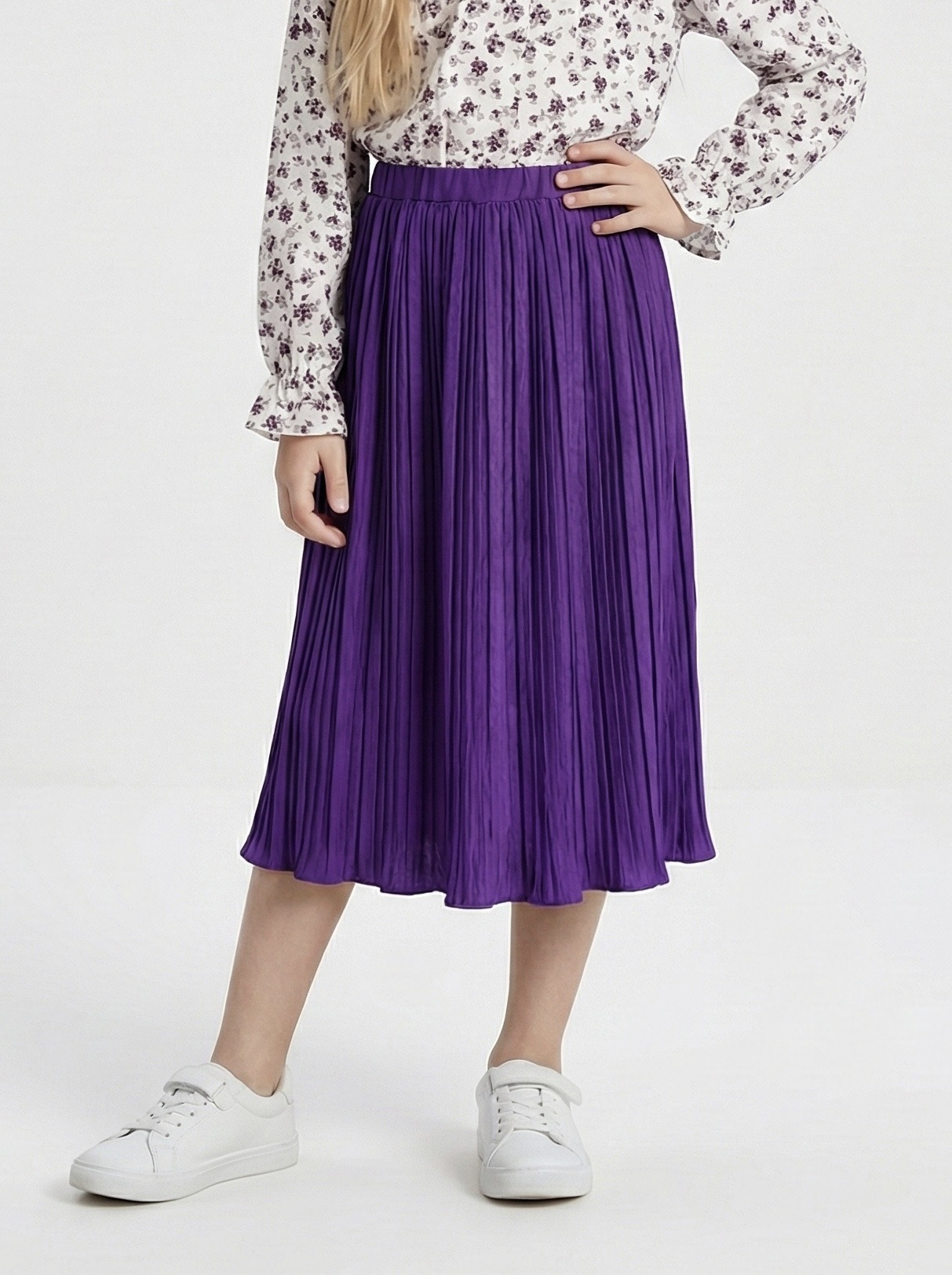 Grossiste Mini Mignon Paris - Jupe plissée longue à taille élastiquée pour fille