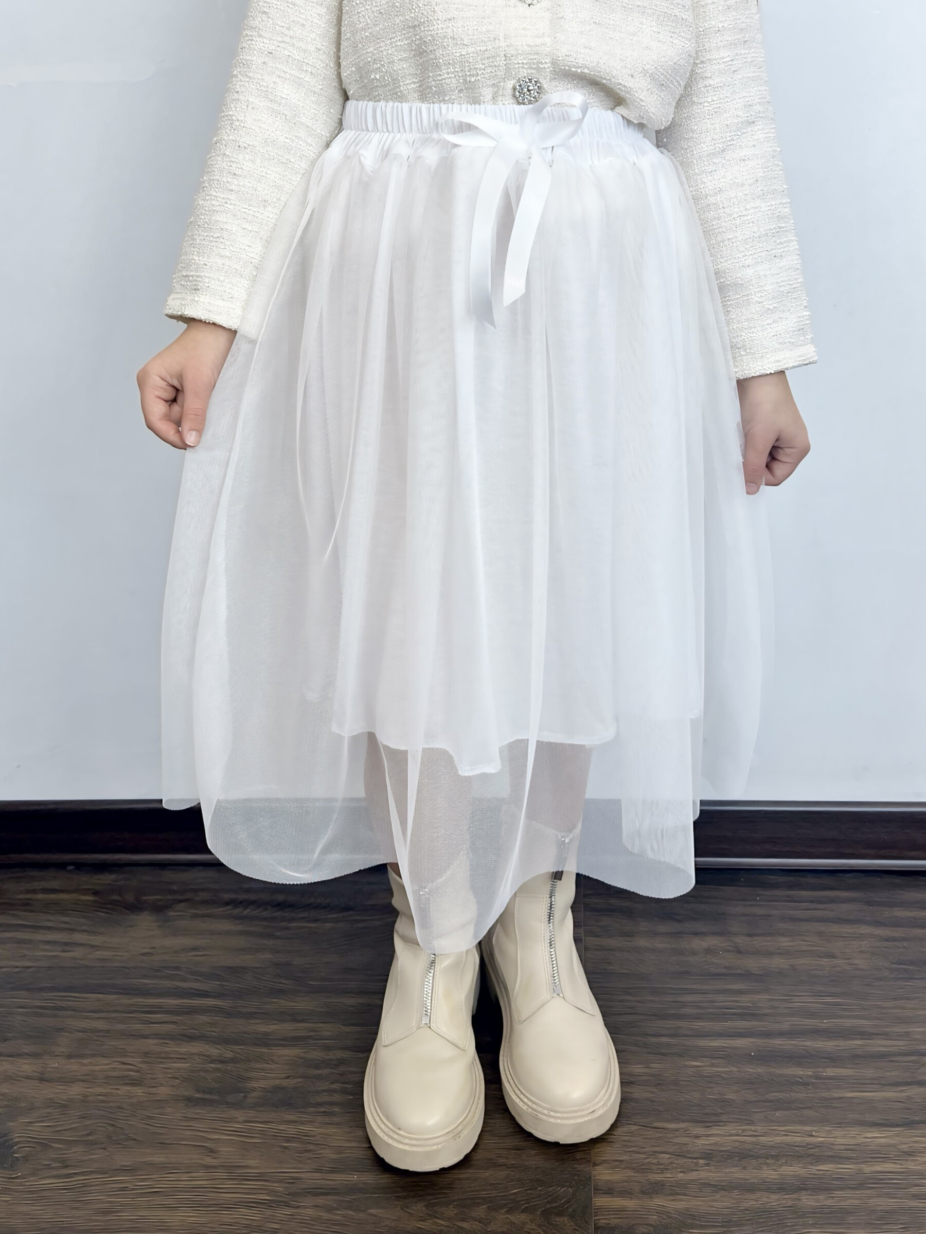 Mayorista Mini Mignon Paris - Falda de tul de medio largo con cinta de niña